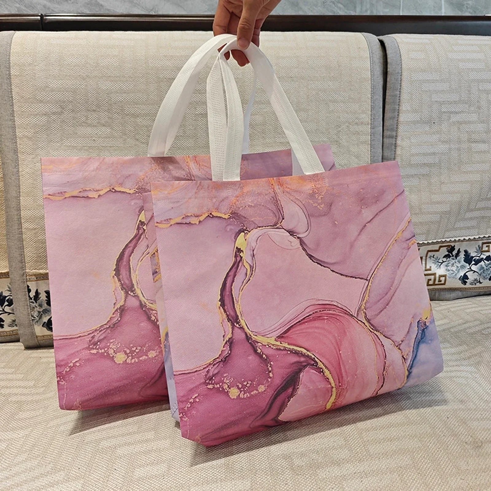 Fashion Texture printed laminated non-woven tote bags — 30 designs