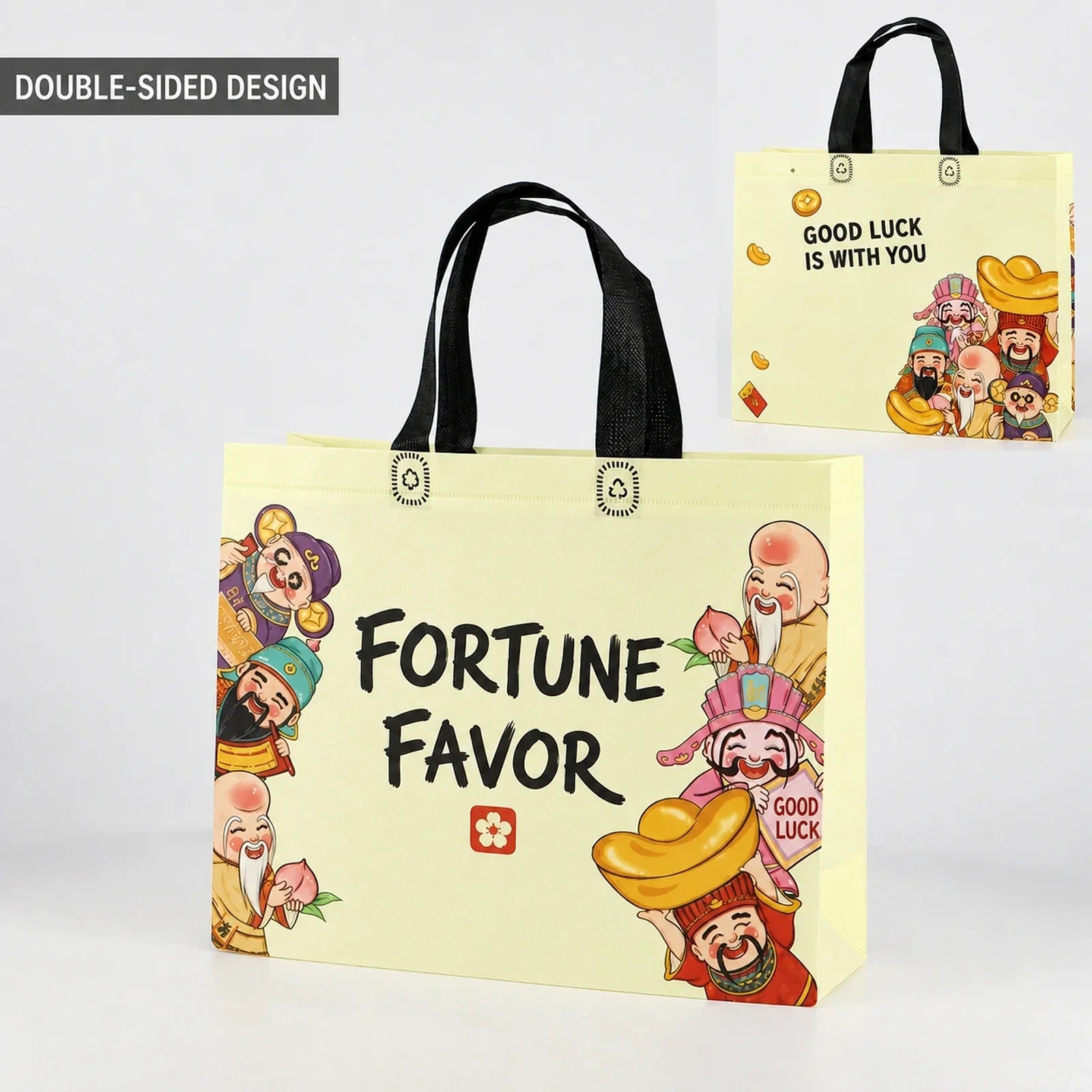 Printed Non-Woven Tote Bags — 18 Designs — Fortune Favorite