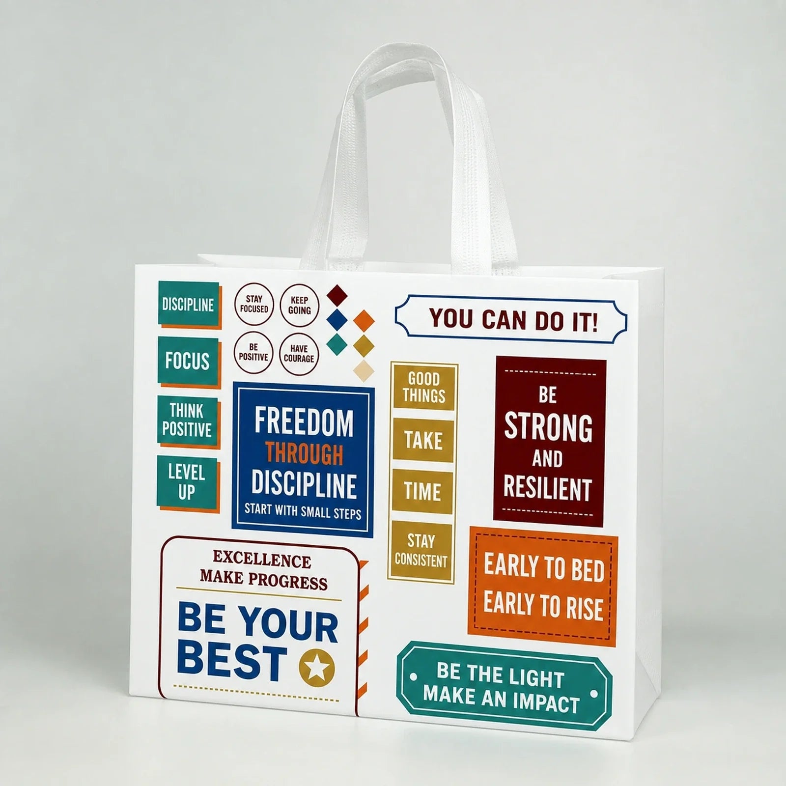 Printed Non-Woven Tote Bags — 18 Designs — Motivational Art