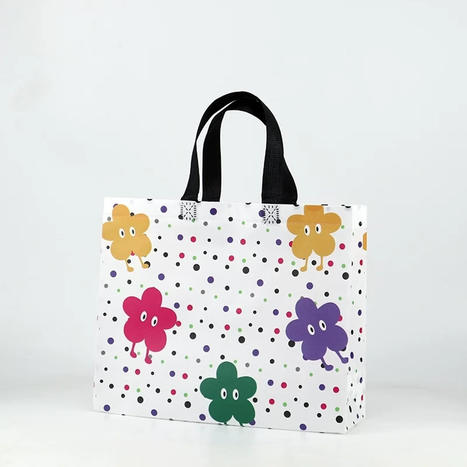 Printed Non-Woven Tote Bags — 18 Designs — Rainbow Dots
