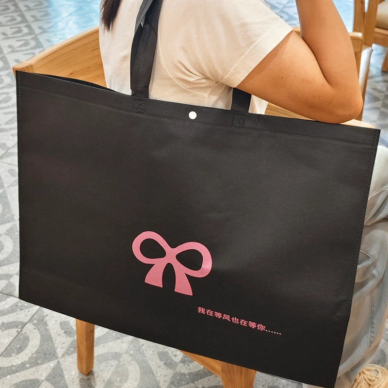 Purple Bow Print printed non-woven tote bags — 18 styles