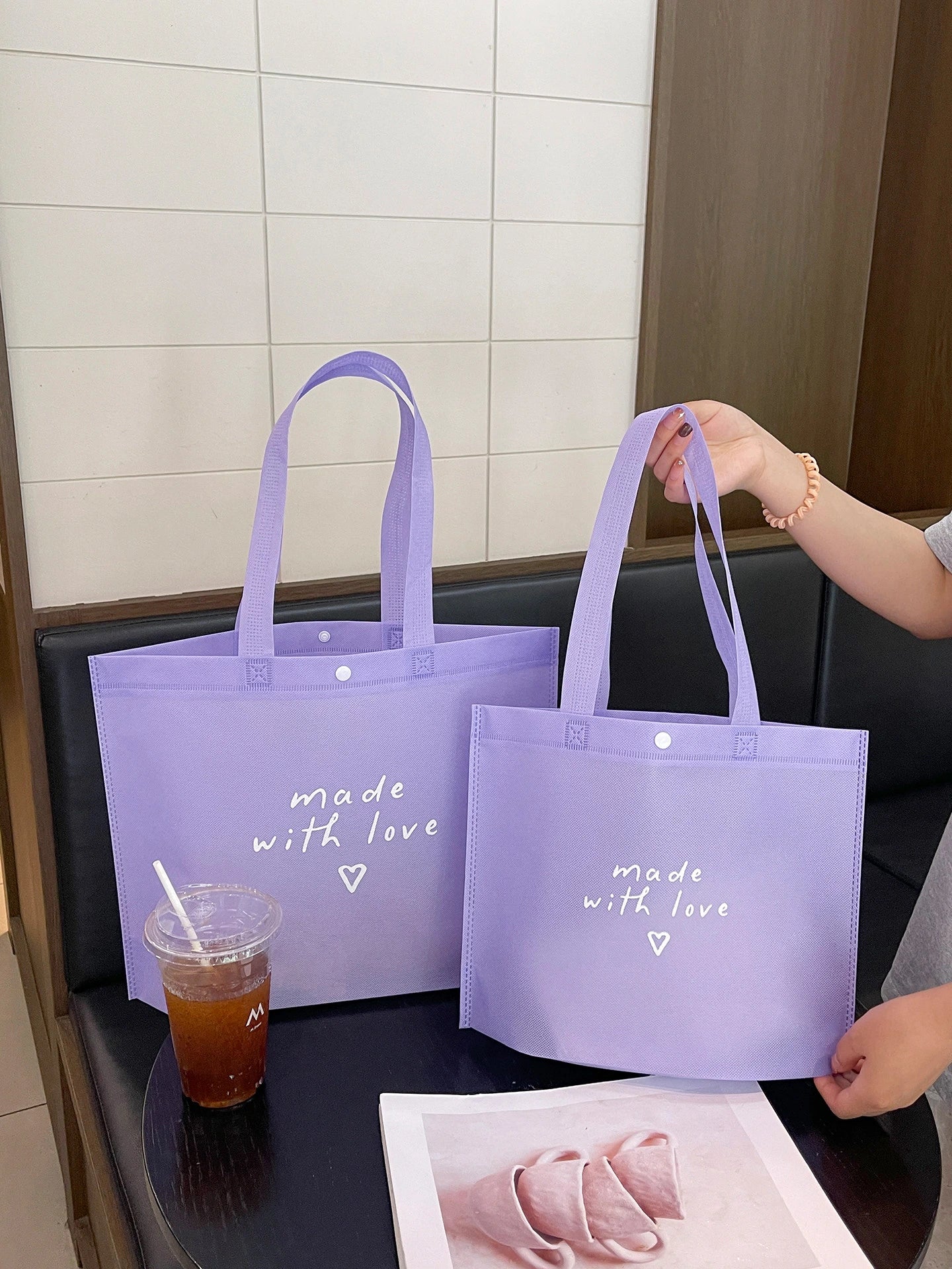 Purple Non-Woven Tote Bags — 10 Styles product view 1