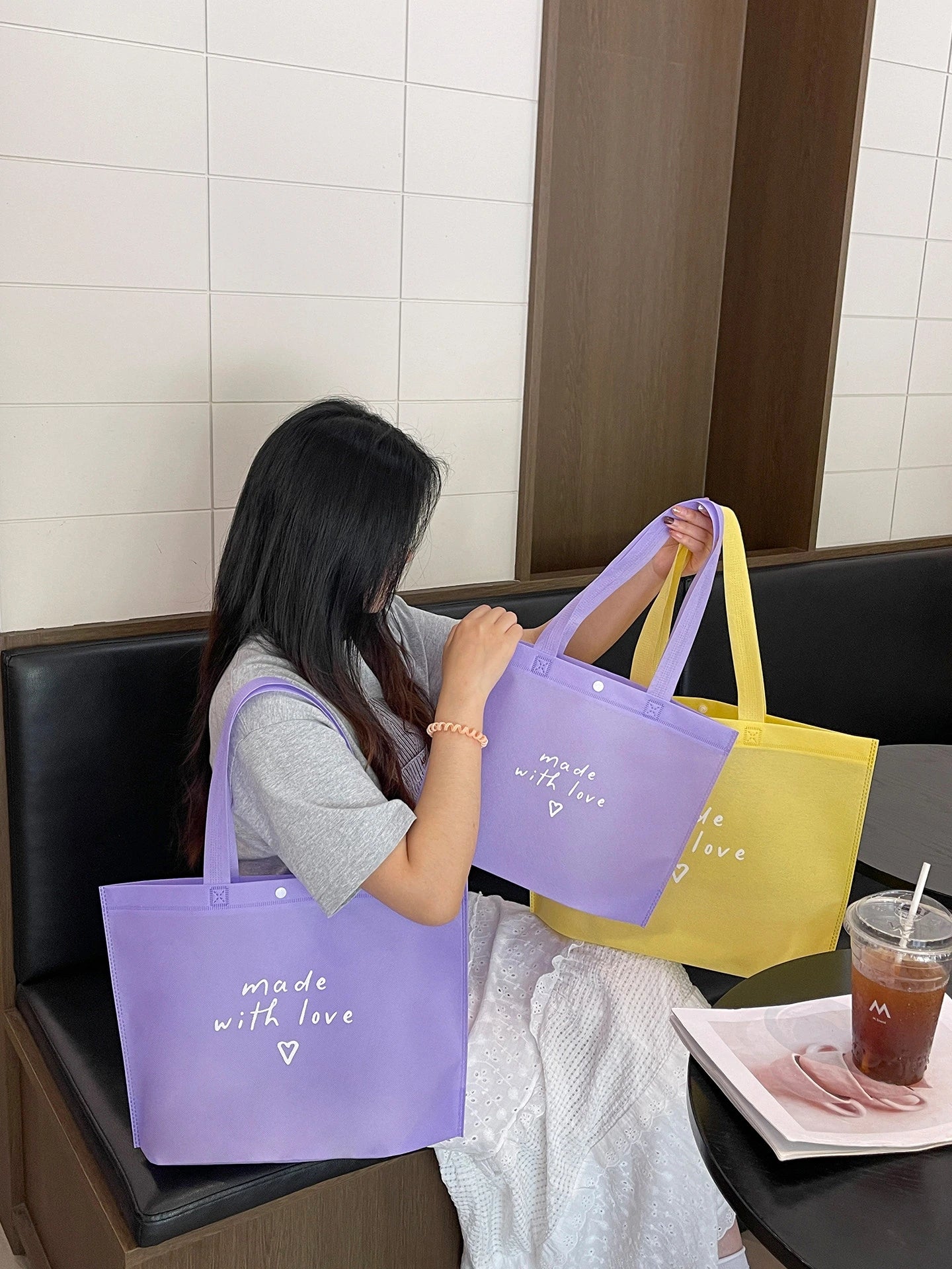 Purple Non-Woven Tote Bags — 10 Styles product view 2
