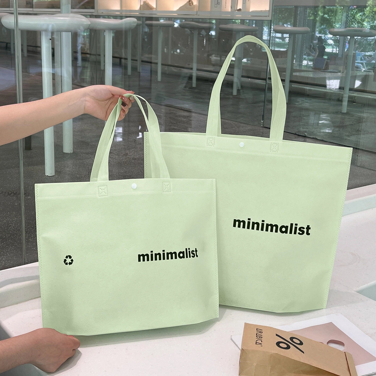 Purple Non-Woven Tote Bags — 10 Styles — Light Greenmini Tote