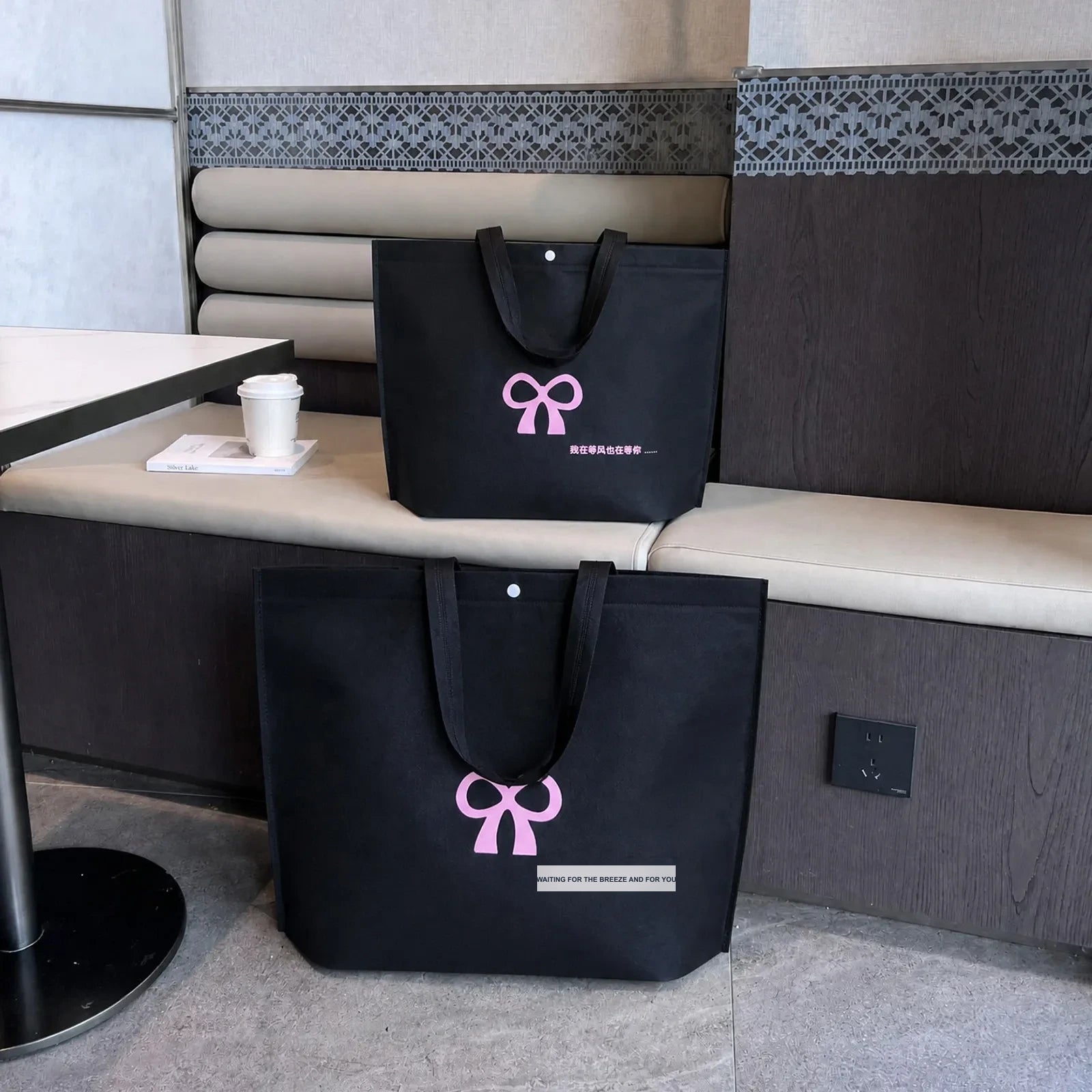 Purple Non-Woven Tote Bags — 15 Styles — — BlackBow Print