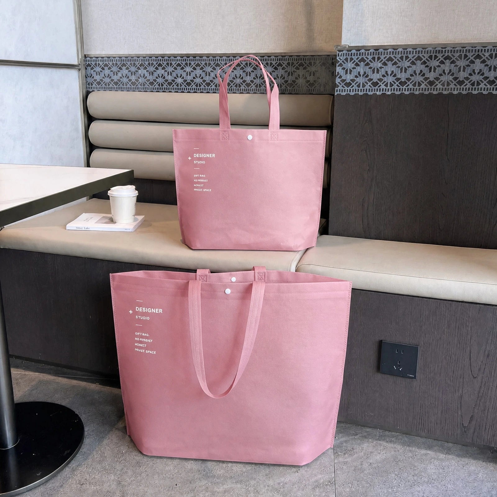 Purple Non-Woven Tote Bags — 15 Styles — — Mousse Pink