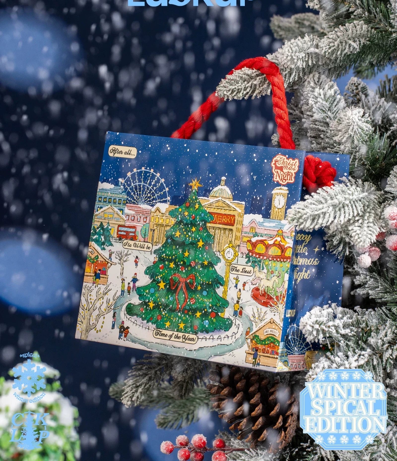 Red Rope-Handle Christmas Paper Gift Bags – product view