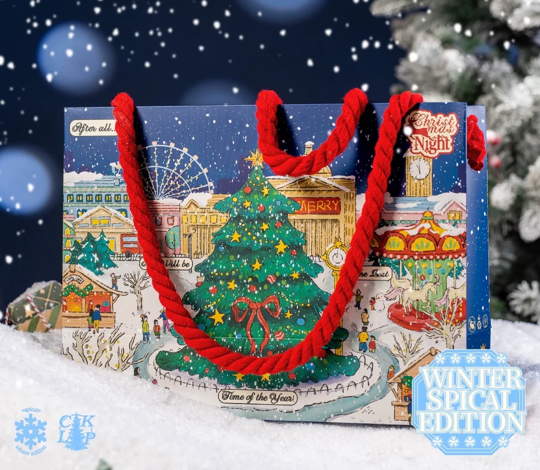 Red Rope-Handle Christmas Paper Gift Bags – ready-stock option