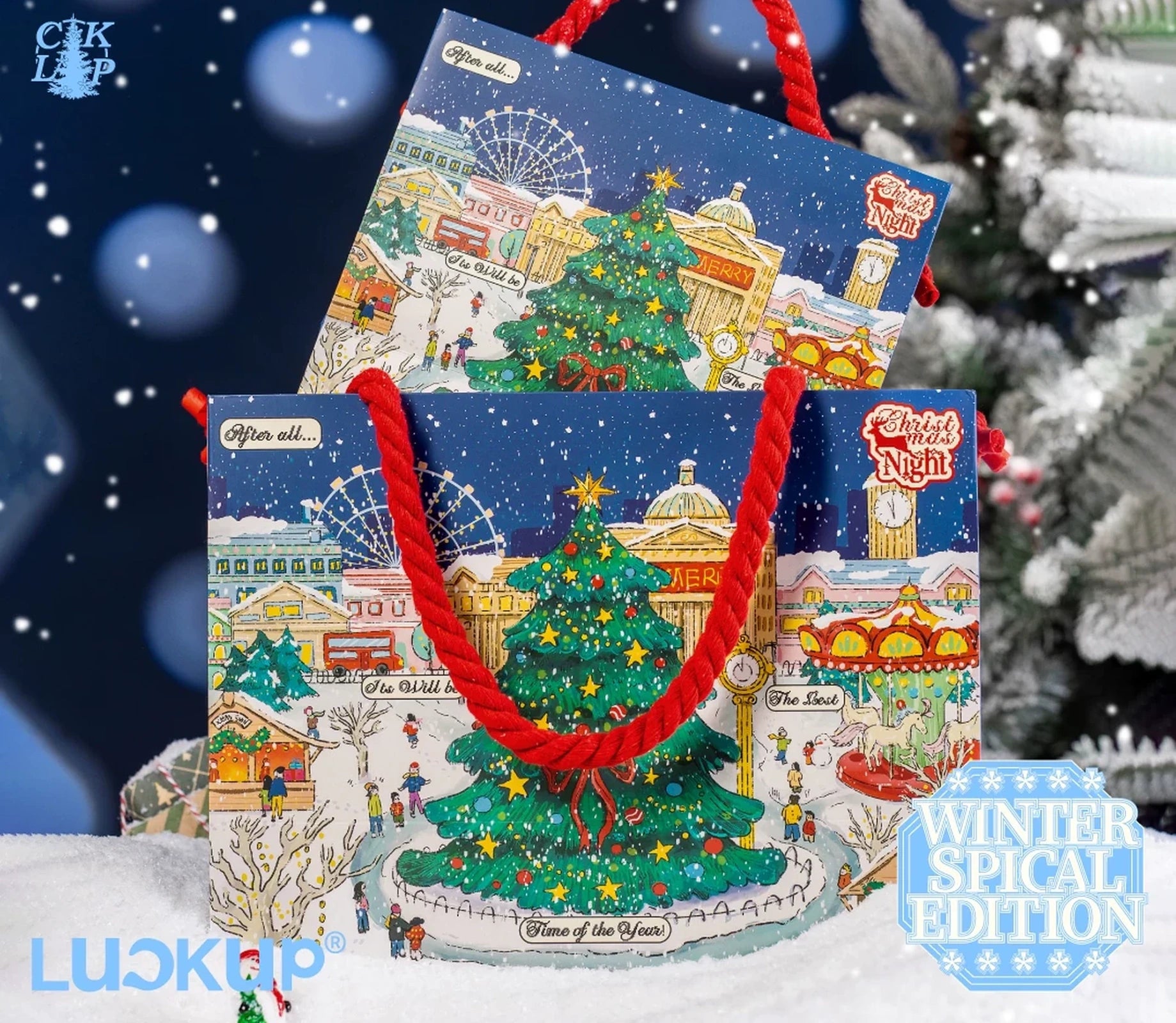 Red Rope-Handle Christmas Paper Gift Bags – ready-stock option