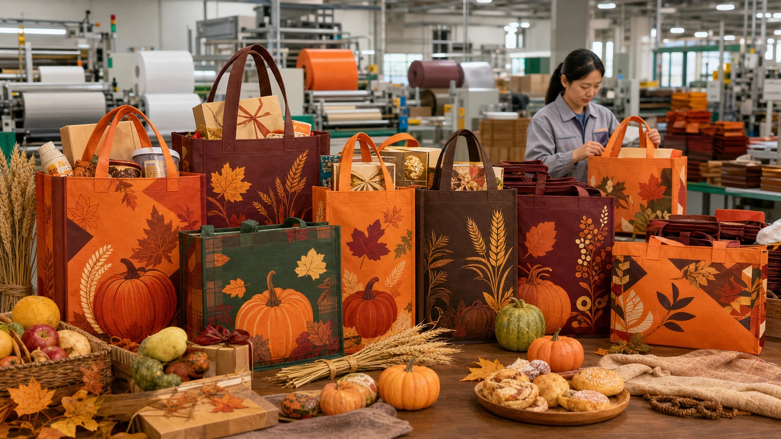 reusable non woven thanksgiving tote bags