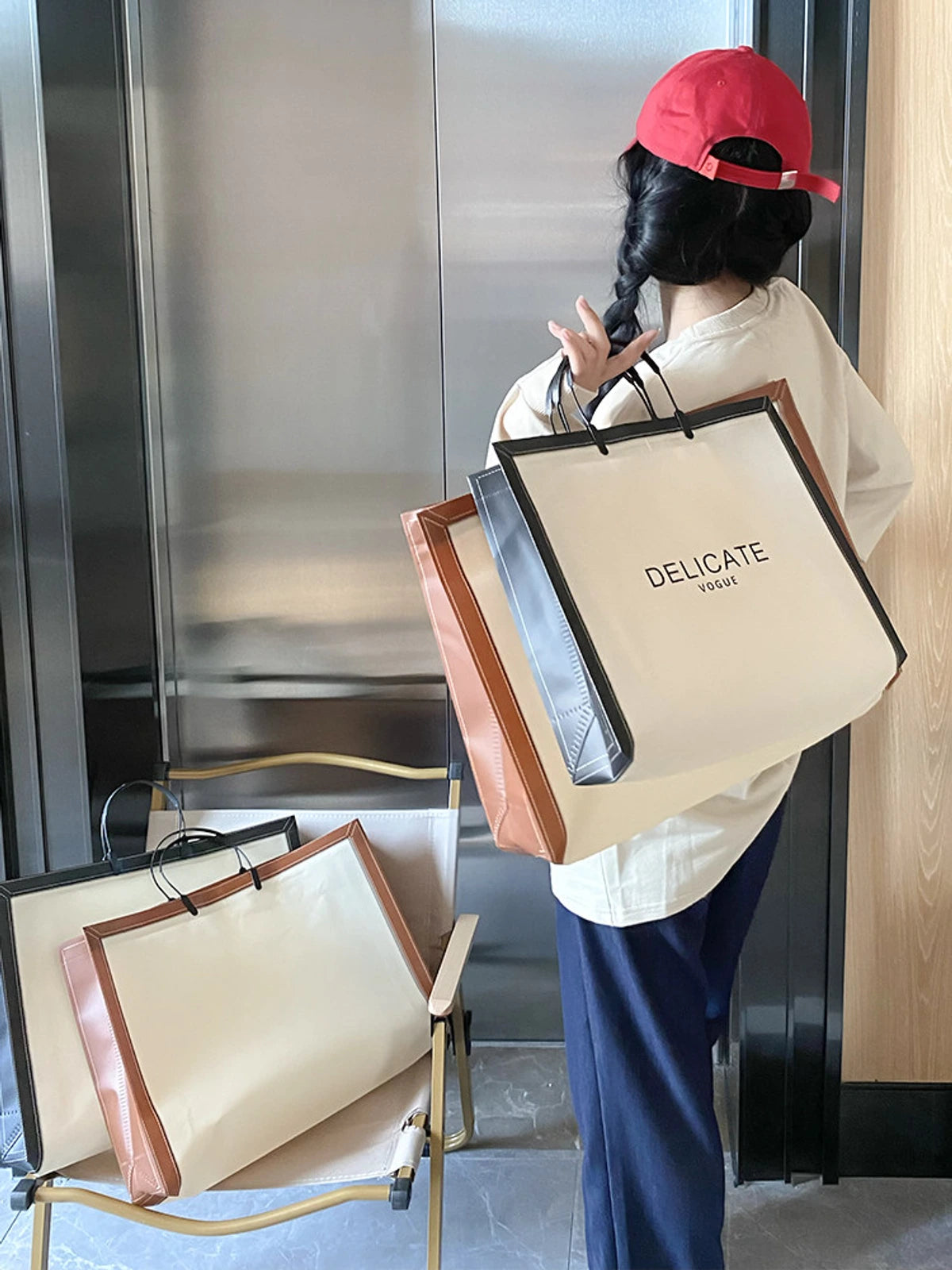 Ribbon Gift Non-Woven Tote Bags — 4 Styles product view 2