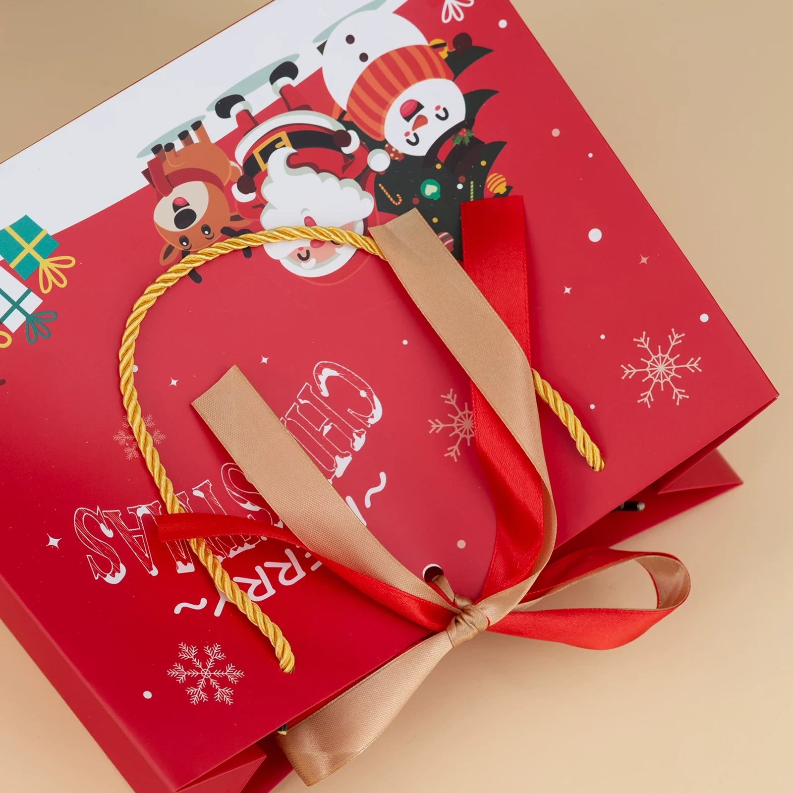 Rope-Handle Cardstock Christmas Gift Bags – product view