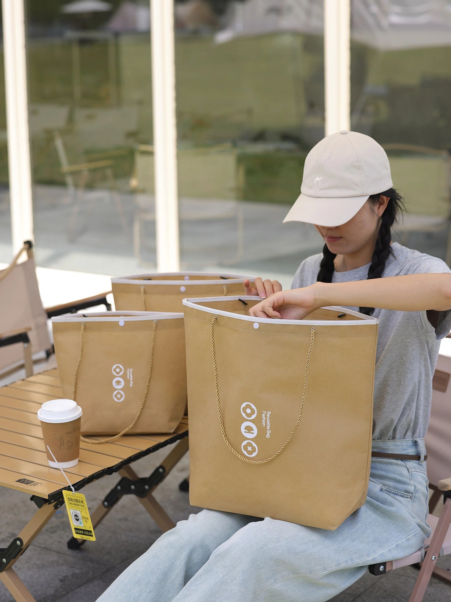 Rope-Handle Stitched Non-Woven Tote Bags — 8 Styles product view 1