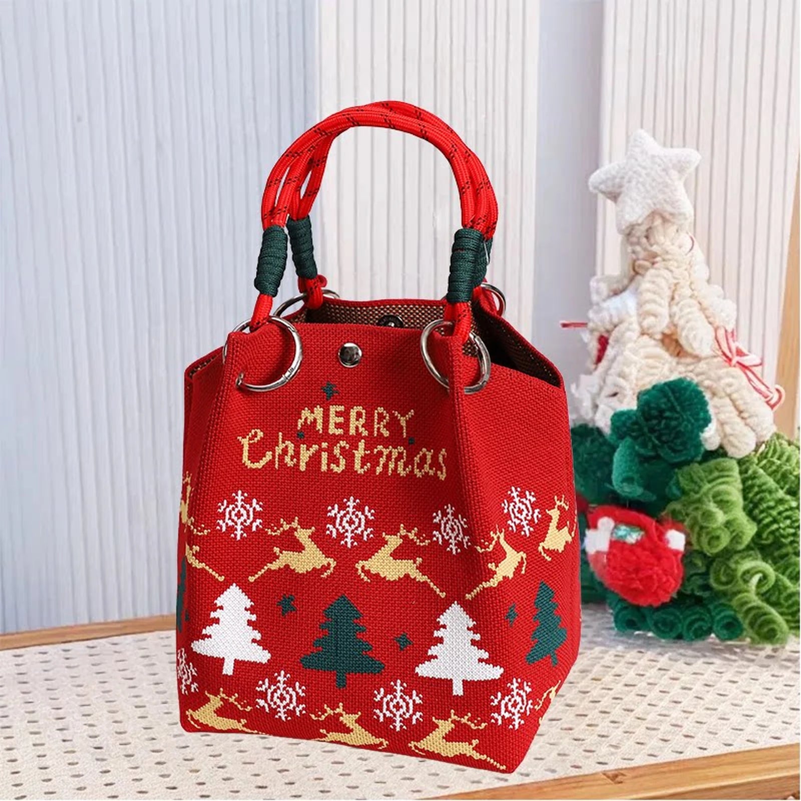 Round-Handle Christmas Fabric Gift Bags – ready-stock variant