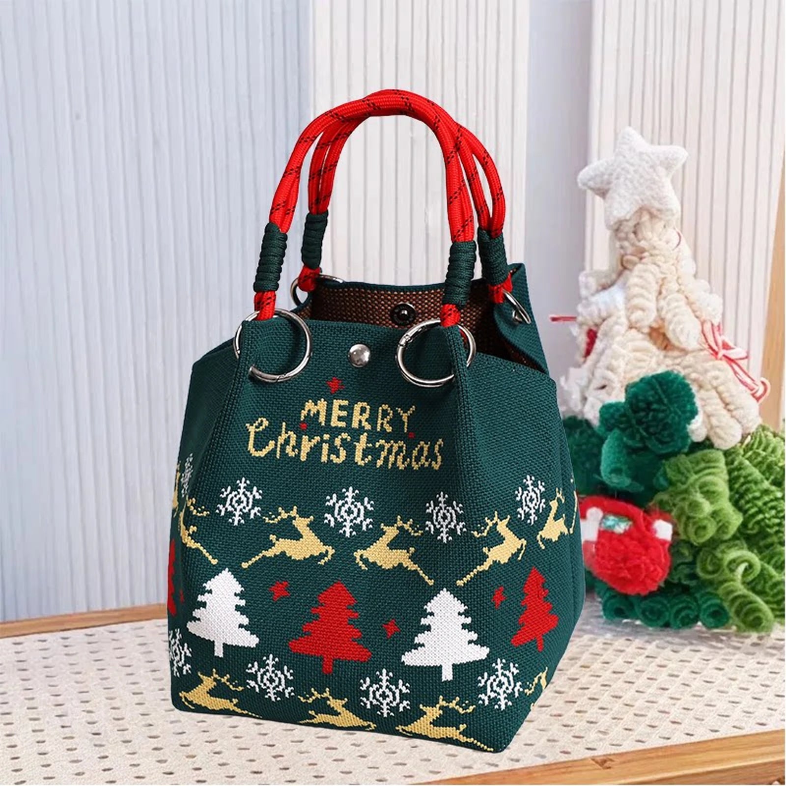 Round-Handle Christmas Fabric Gift Bags – ready-stock variant