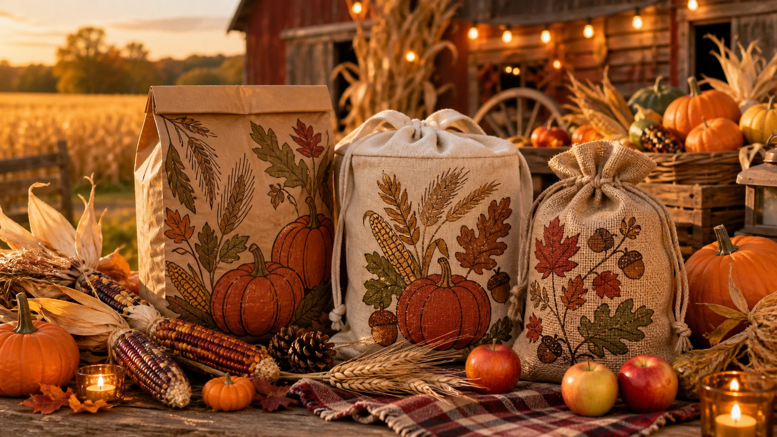 rustic harvest thanksgiving gift bag