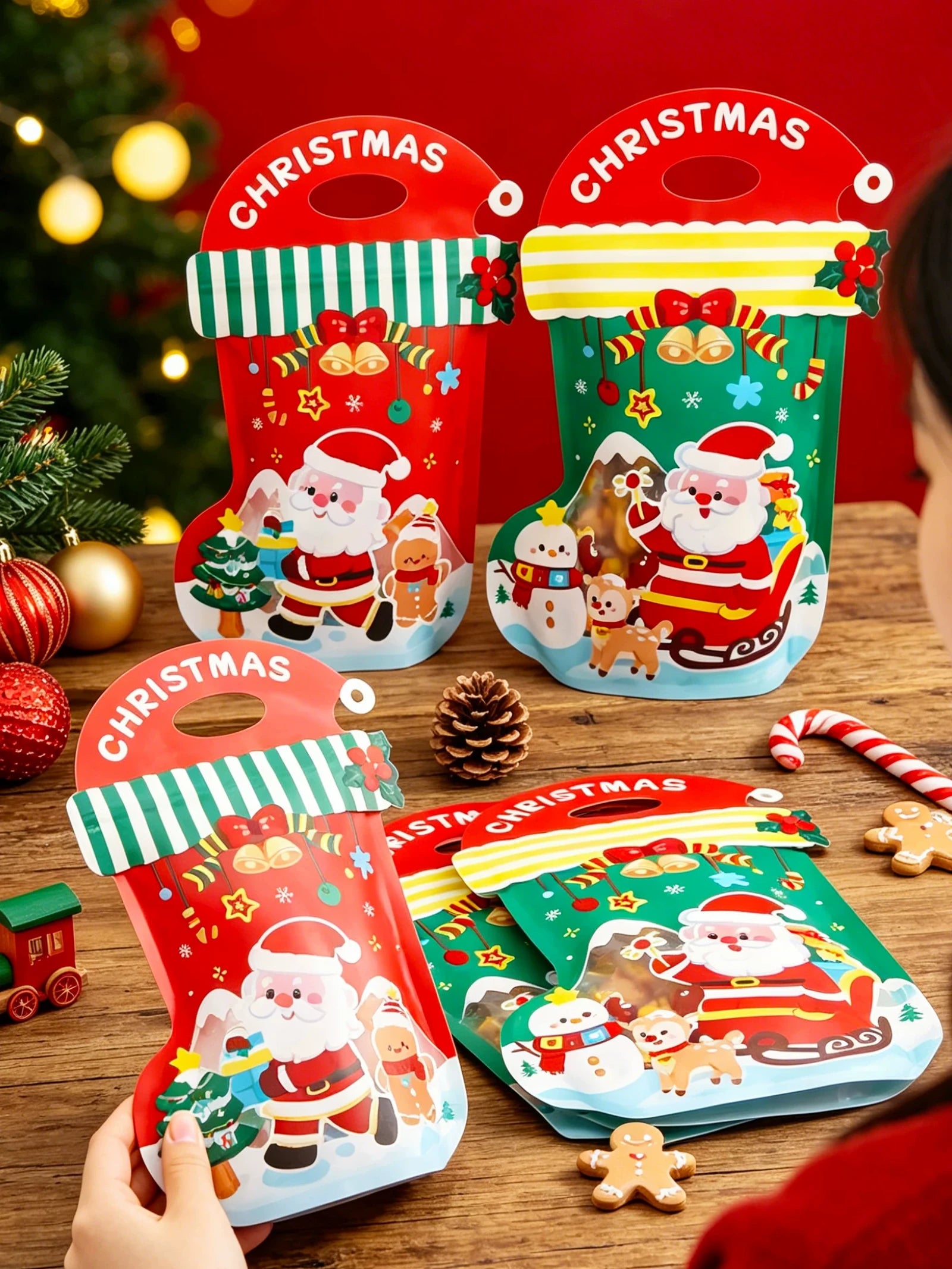 Self-Standing Christmas Stocking Gift Bags – product view