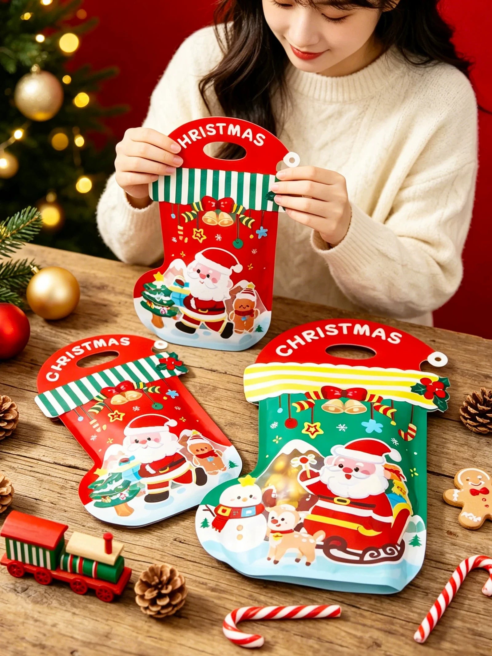 Self-Standing Christmas Stocking Gift Bags – product view