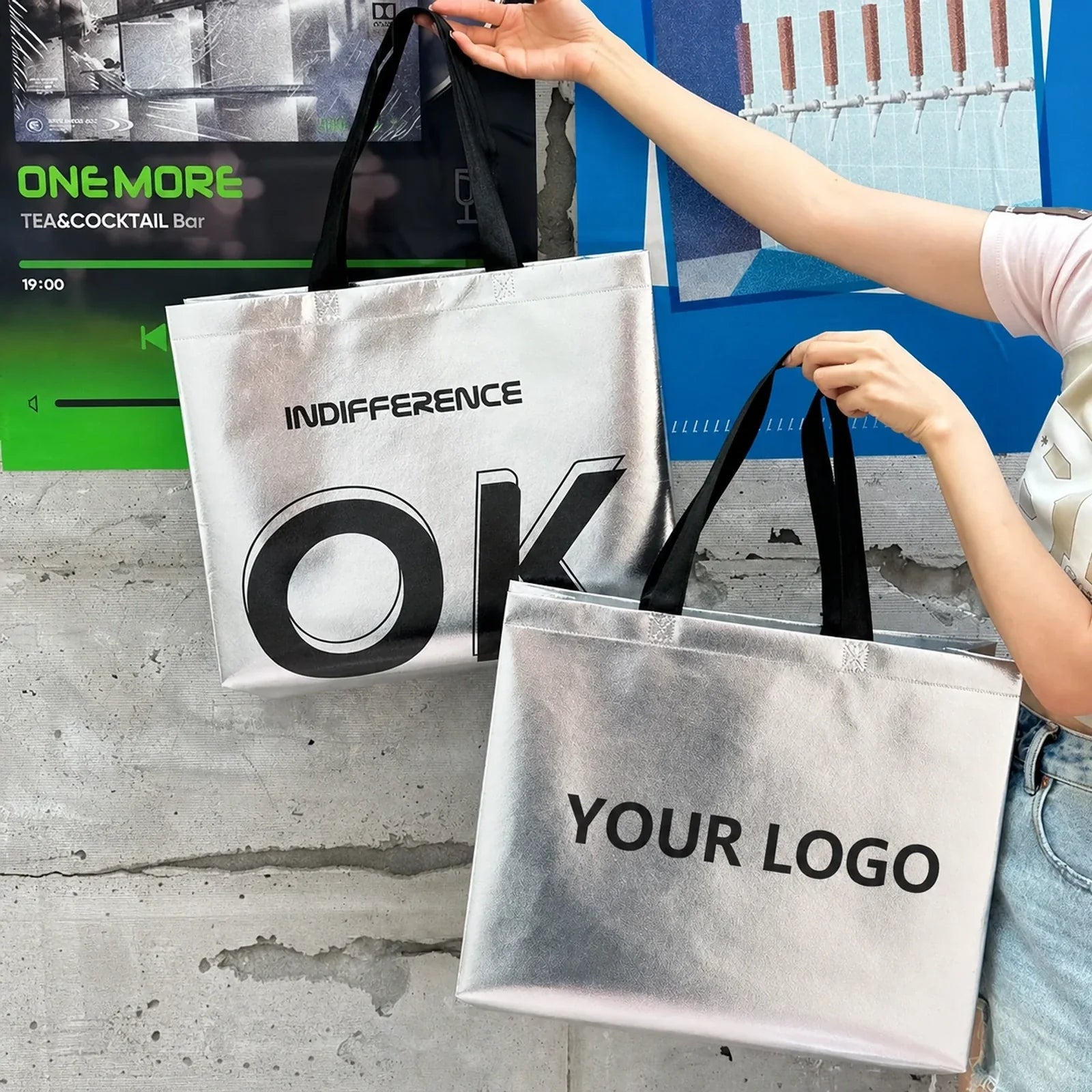 Silver Laminated Non-Woven Tote Bags product view 3