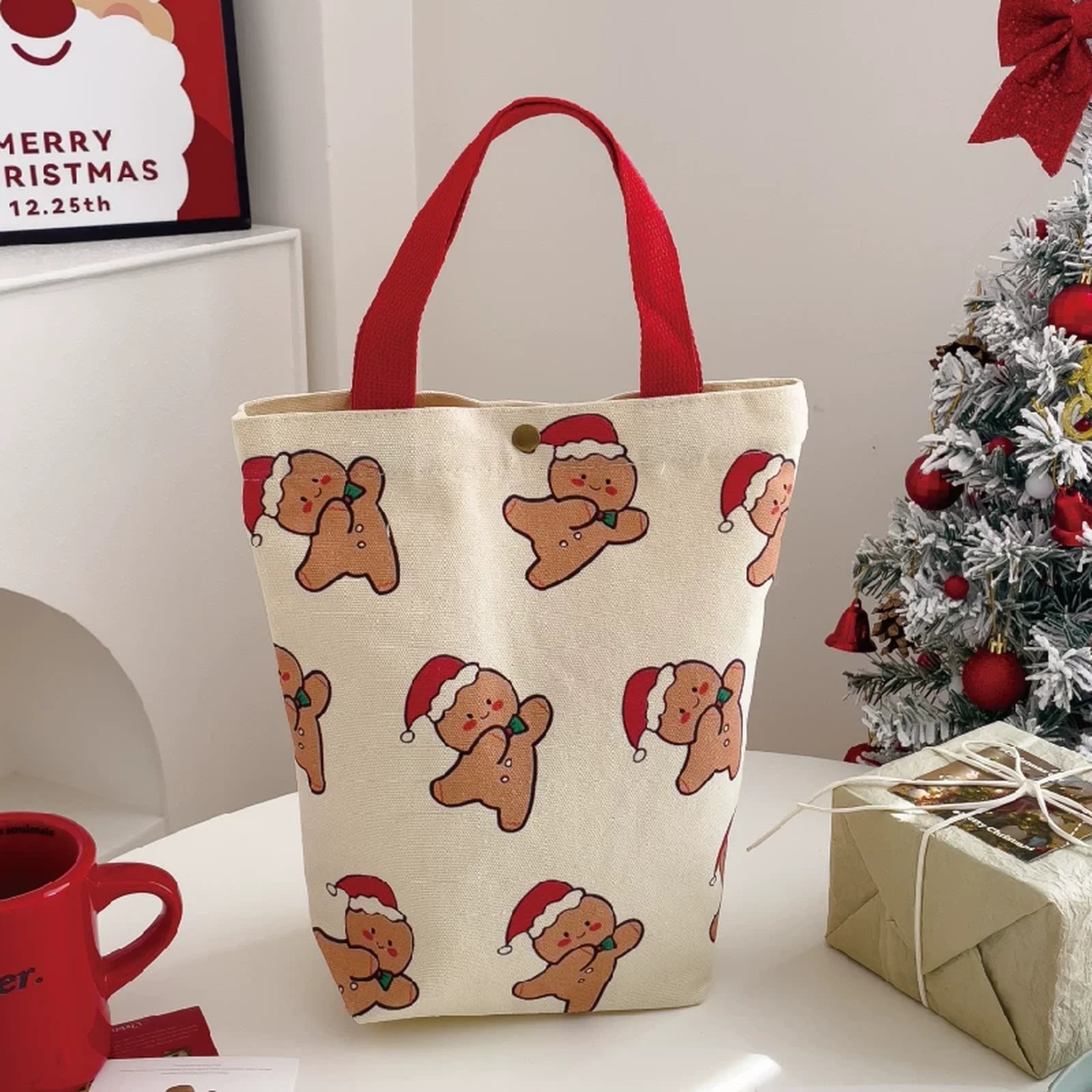 Snap-Closure Canvas Christmas Gift Bags – sample variant