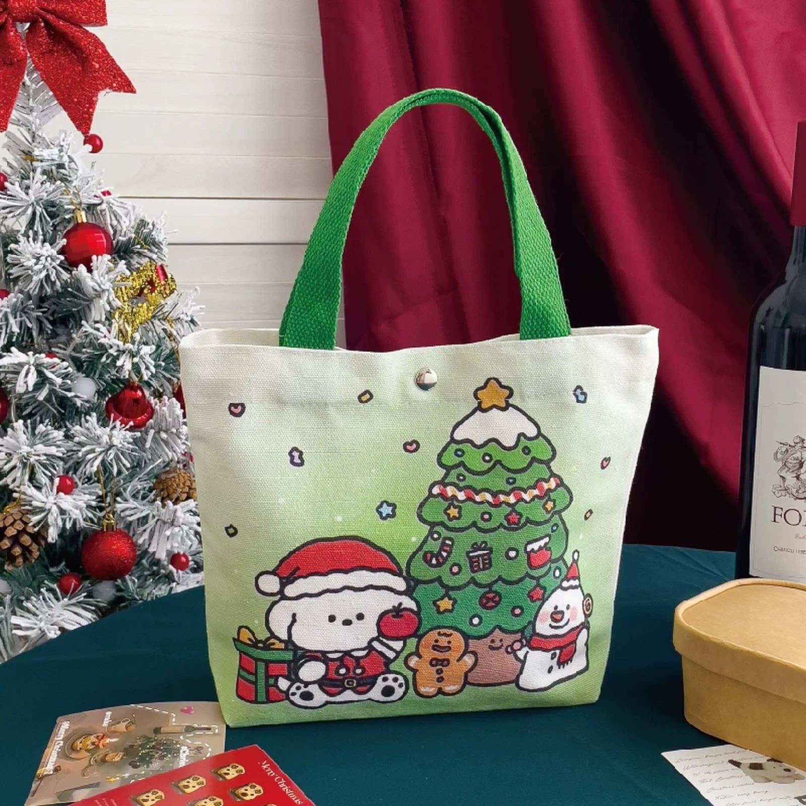 Snap-Closure Canvas Christmas Gift Bags – sample variant