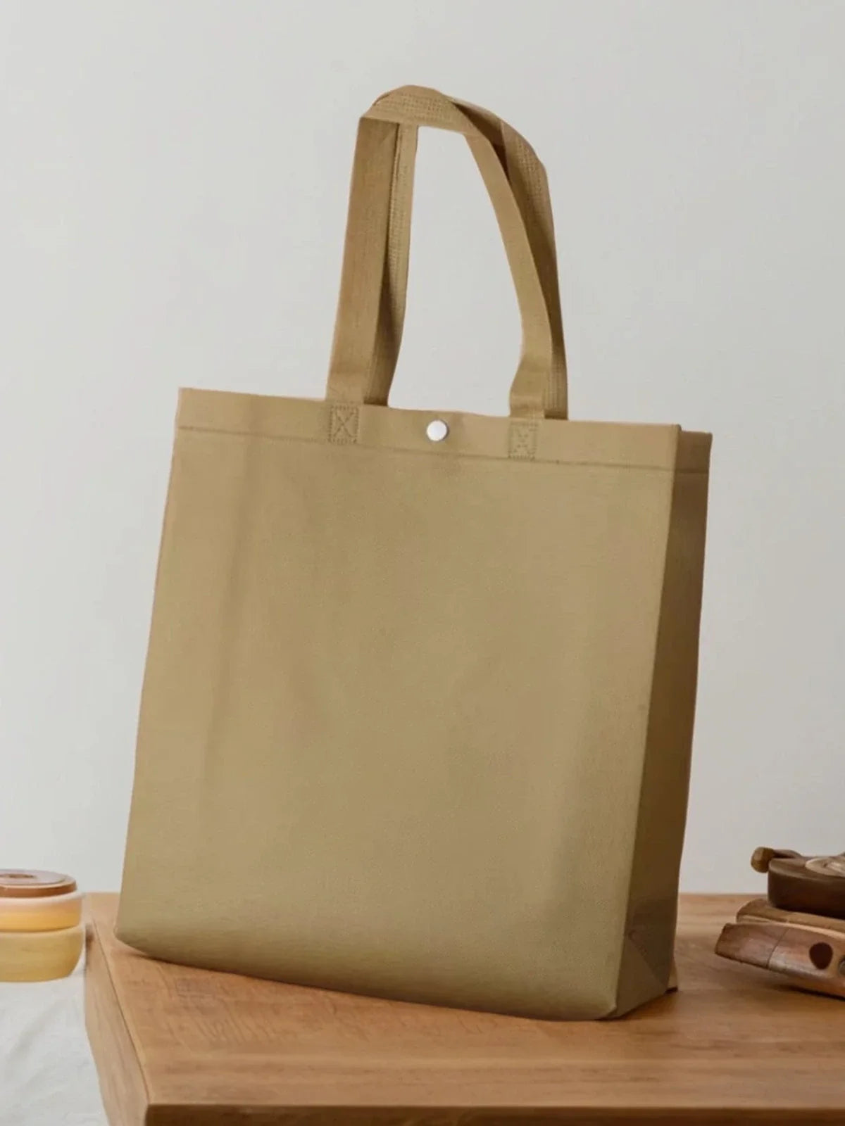 Snap-Closure Heavy-Duty Non-Woven Tote Bags — 12 Colors product view 1
