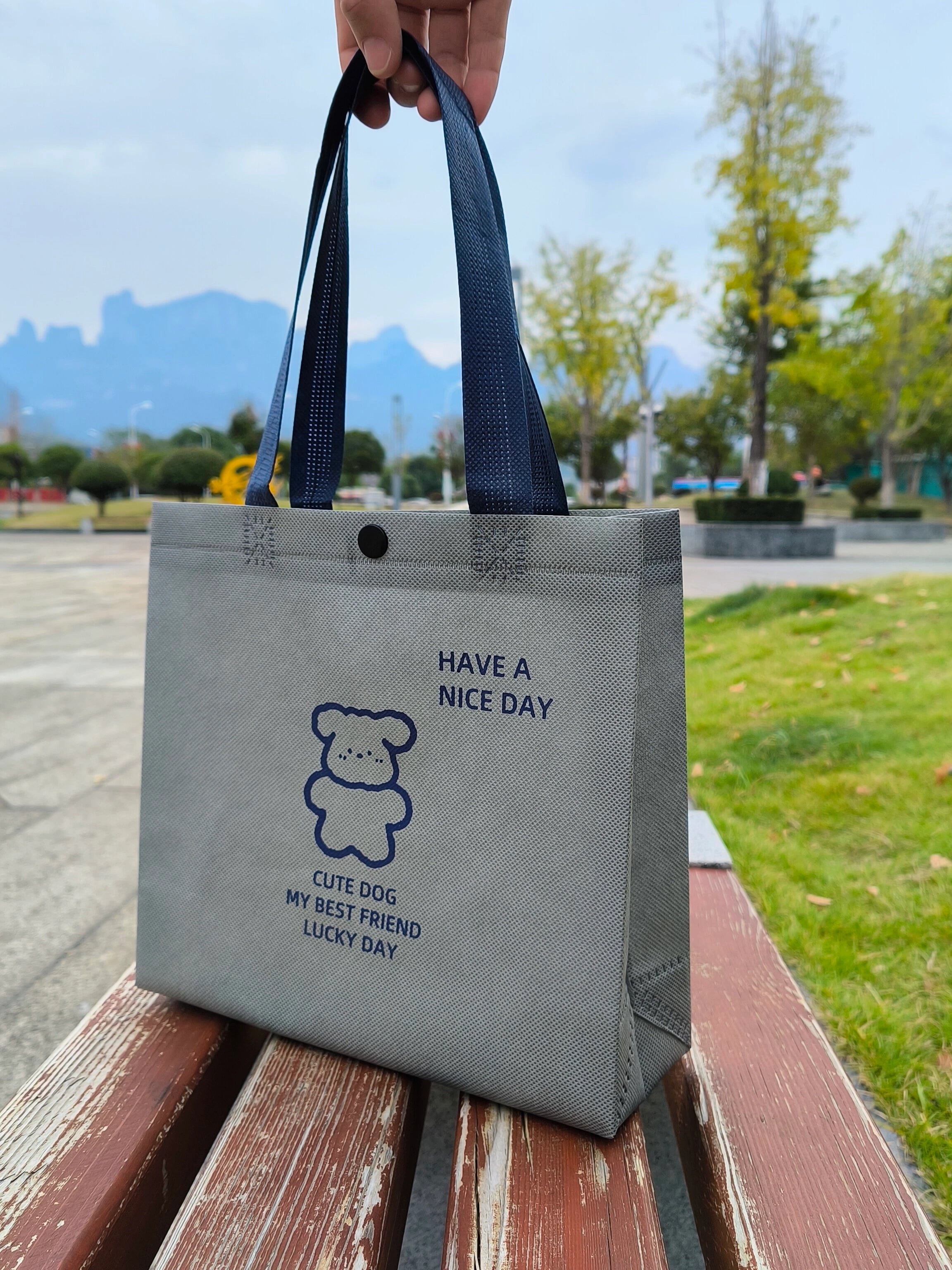 Snap-Closure Heavy-Duty Non-Woven Tote Bags — 12 Colors product view 2