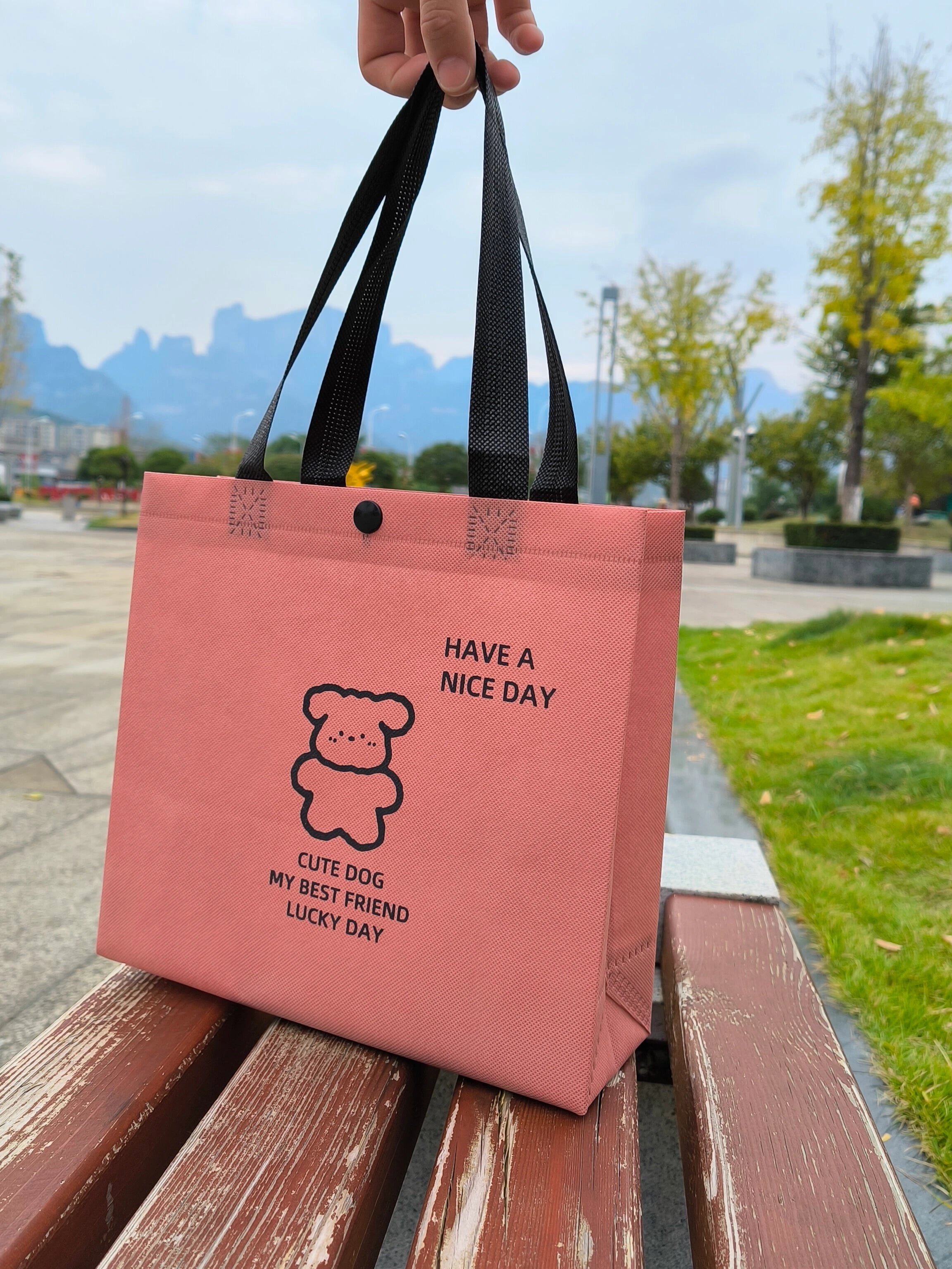 Snap-Closure Heavy-Duty Non-Woven Tote Bags — 12 Colors product view 4