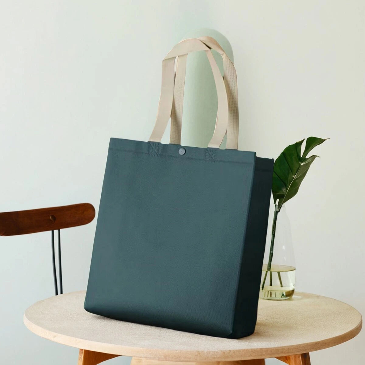 Dark Green — Snap Closure snap-closure heavy-duty non-woven tote bags — 12 colors