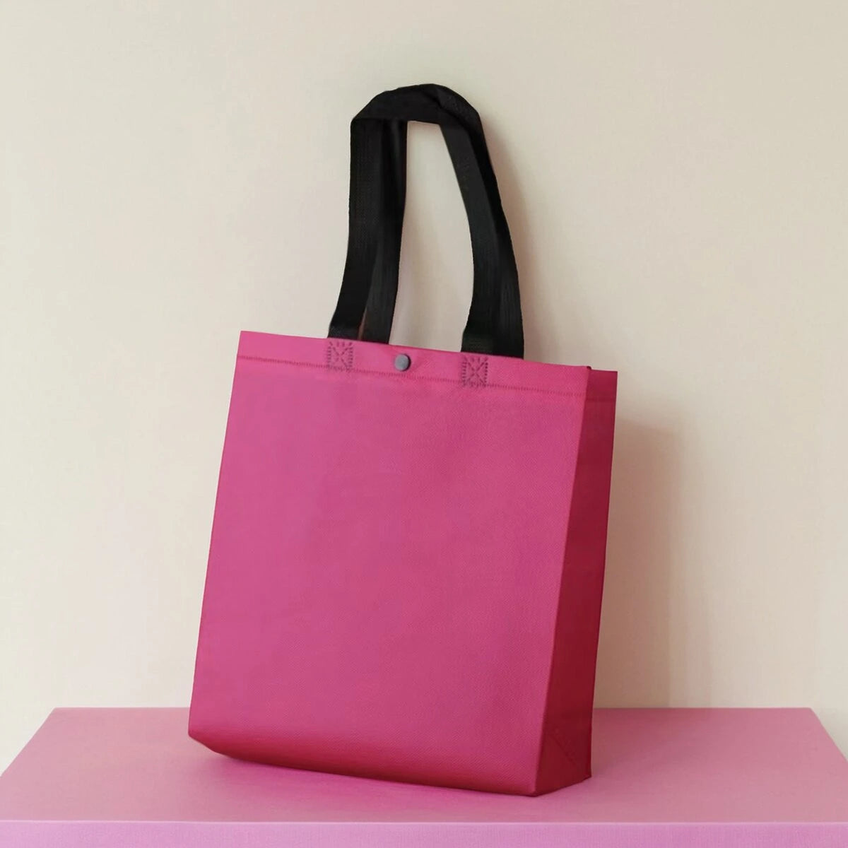 Dragon Fruit Pink — Snap Closure snap-closure heavy-duty non-woven tote bags — 12 colors