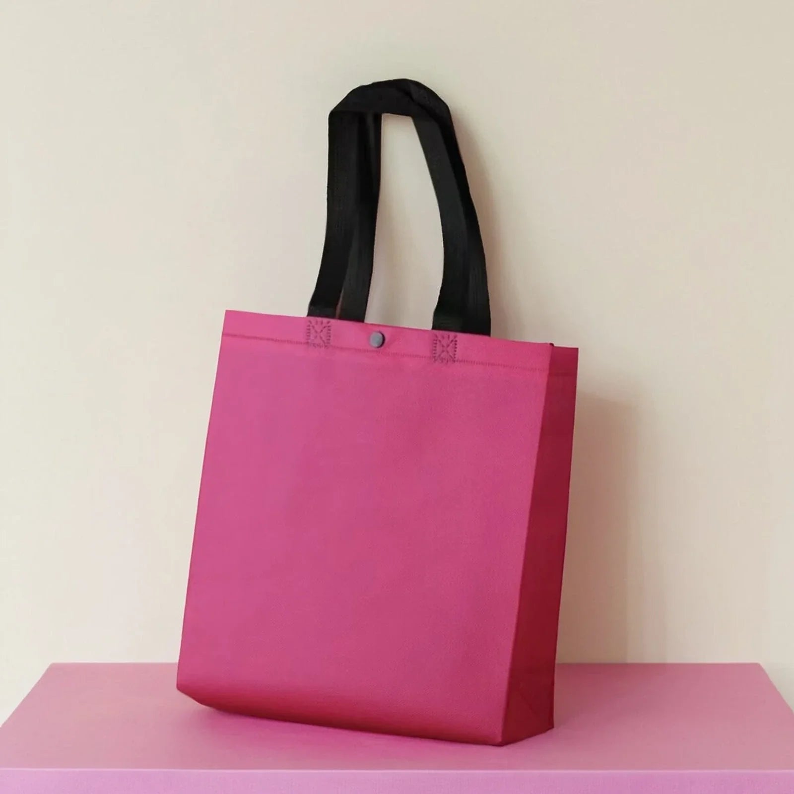 Dragon Fruit Pink — Snap Closure snap-closure heavy-duty non-woven tote bags — 12 colors