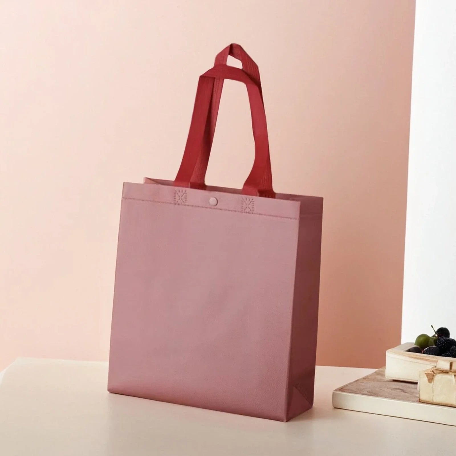 Dusty Pink — Snap Closure snap-closure heavy-duty non-woven tote bags — 12 colors