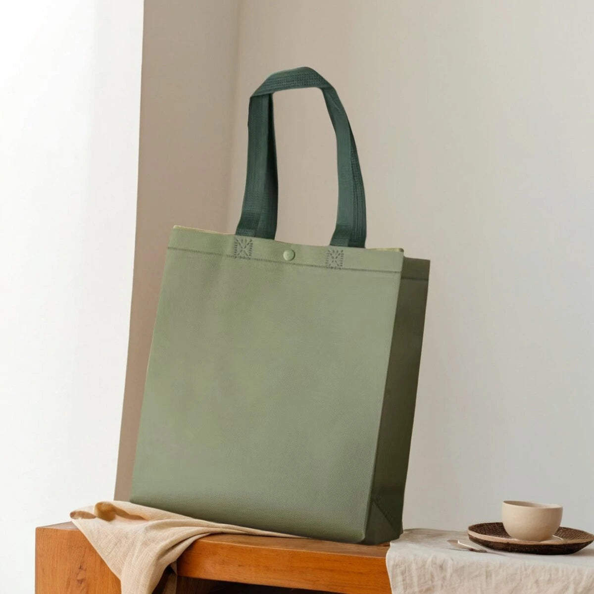 Matcha Green — Snap Closure snap-closure heavy-duty non-woven tote bags — 12 colors