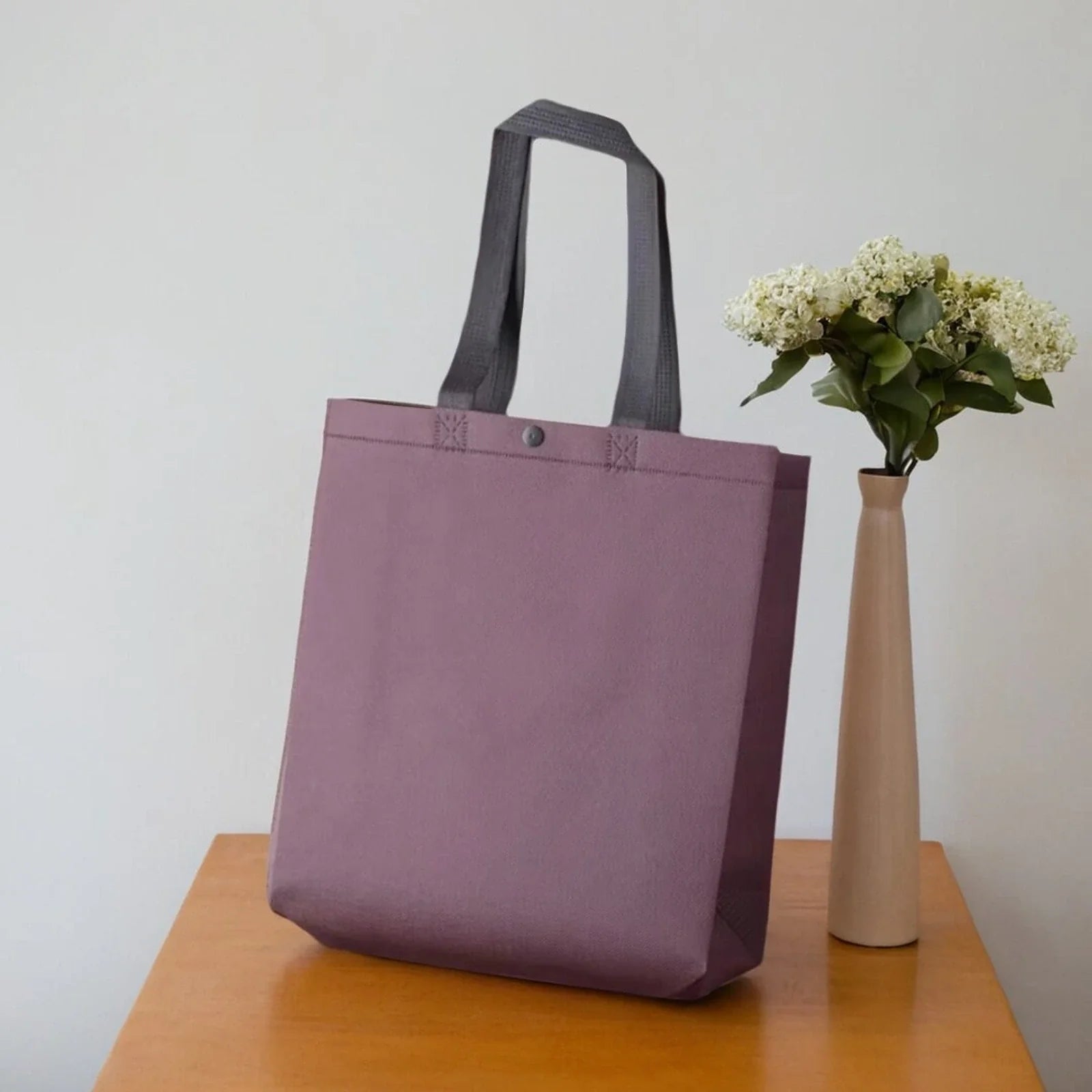 Muted Rose Gray — Snap Closure snap-closure heavy-duty non-woven tote bags — 12 colors