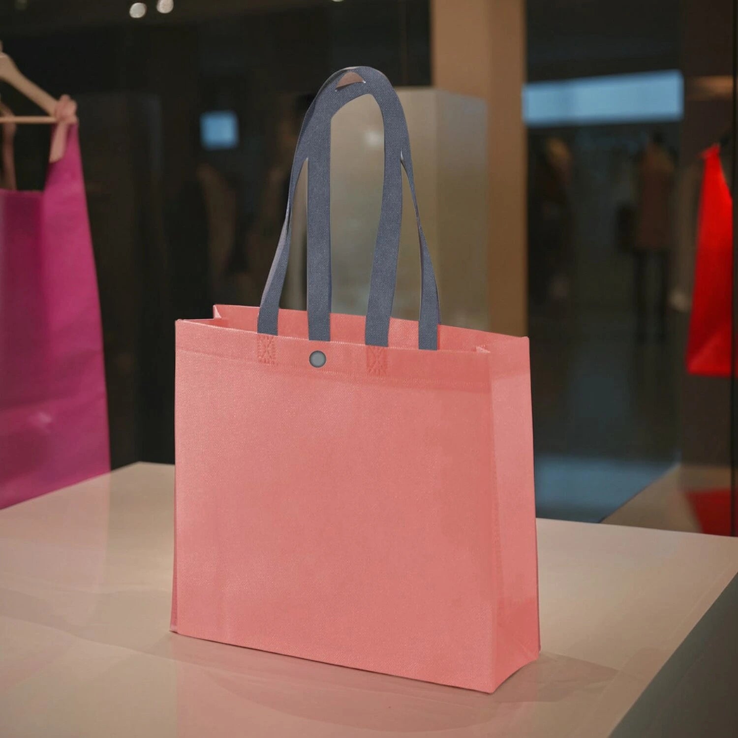 Peach Pink — Snap Closure snap-closure heavy-duty non-woven tote bags — 12 colors