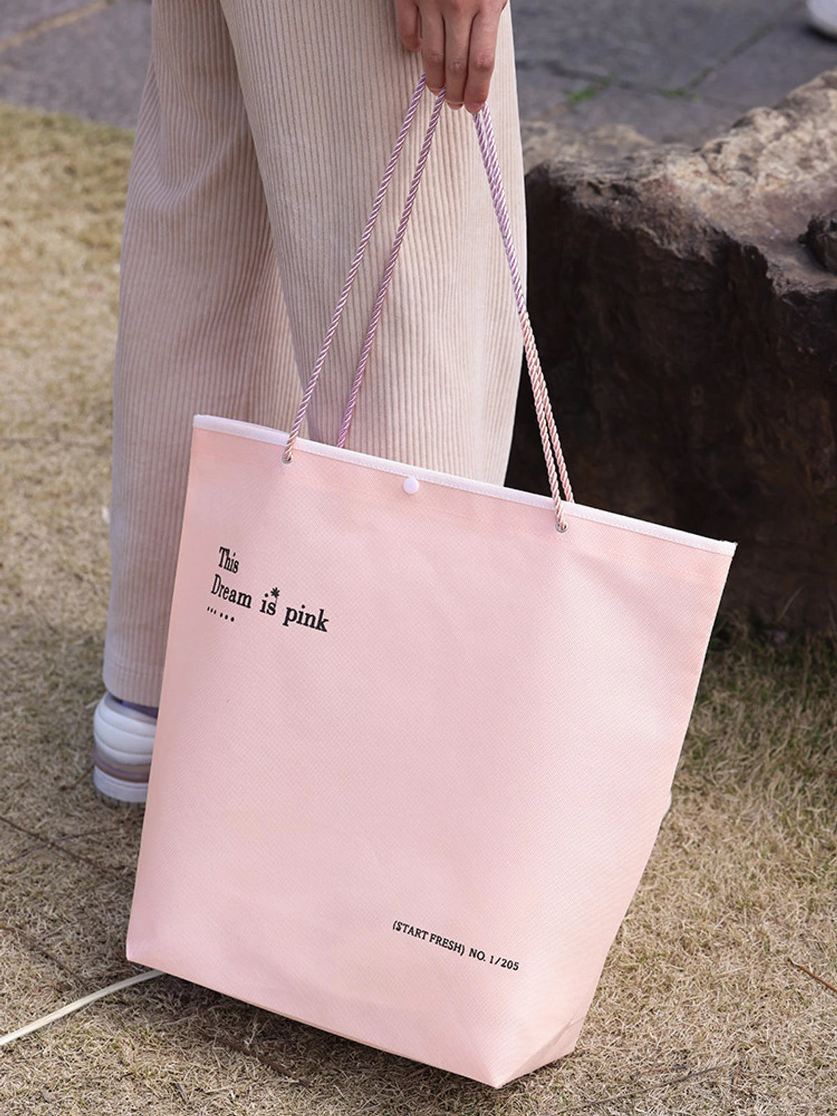 Snap-Closure Inverted-Trapezoid Stitched Non-Woven Tote Bags — 8 Styles product view 1