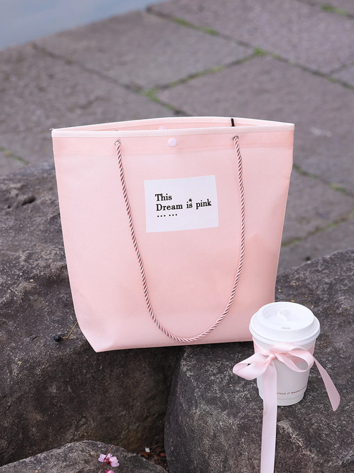 Snap-Closure Inverted-Trapezoid Stitched Non-Woven Tote Bags — 8 Styles product view 3