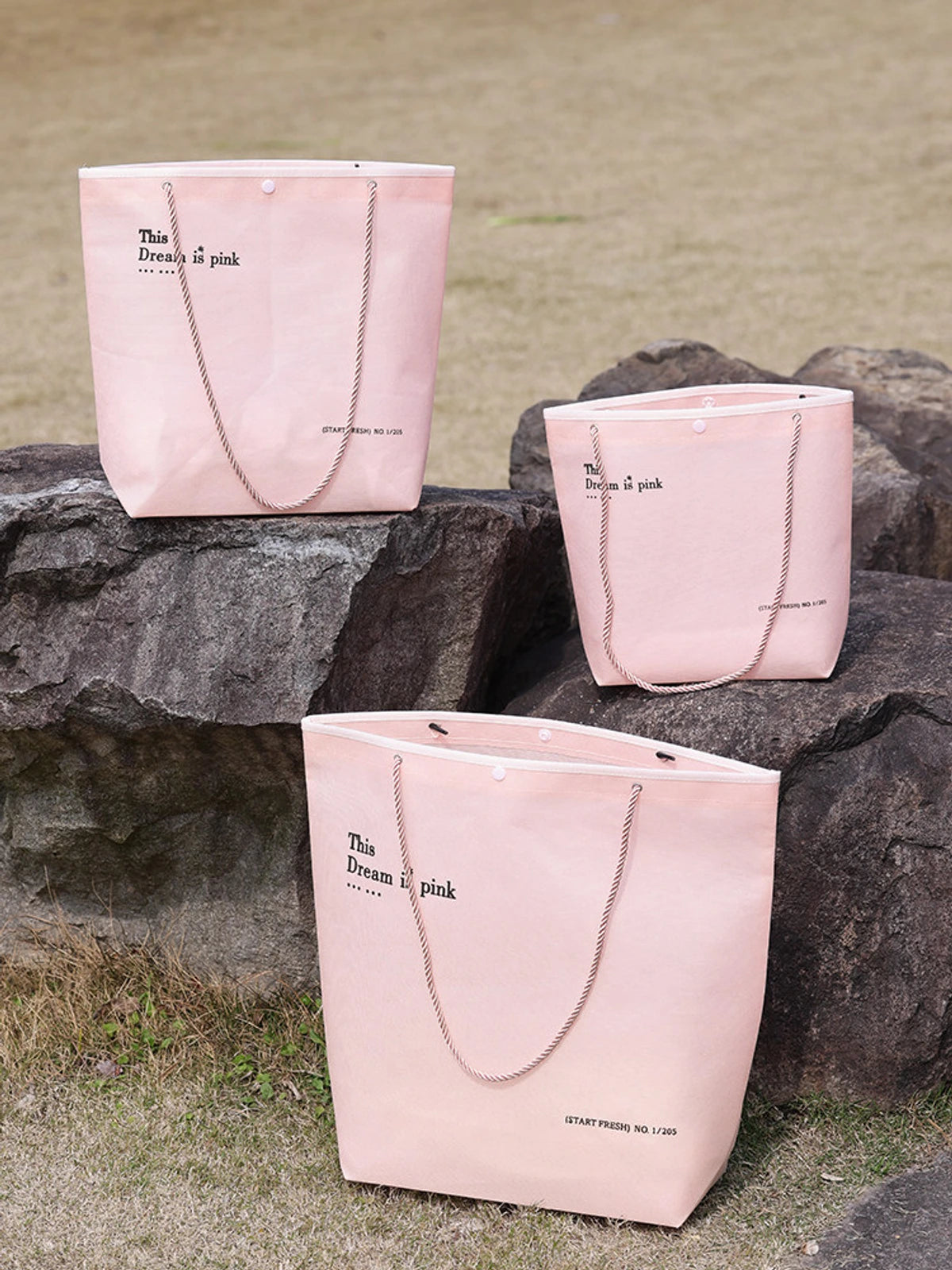 Snap-Closure Inverted-Trapezoid Stitched Non-Woven Tote Bags — 8 Styles product view 5