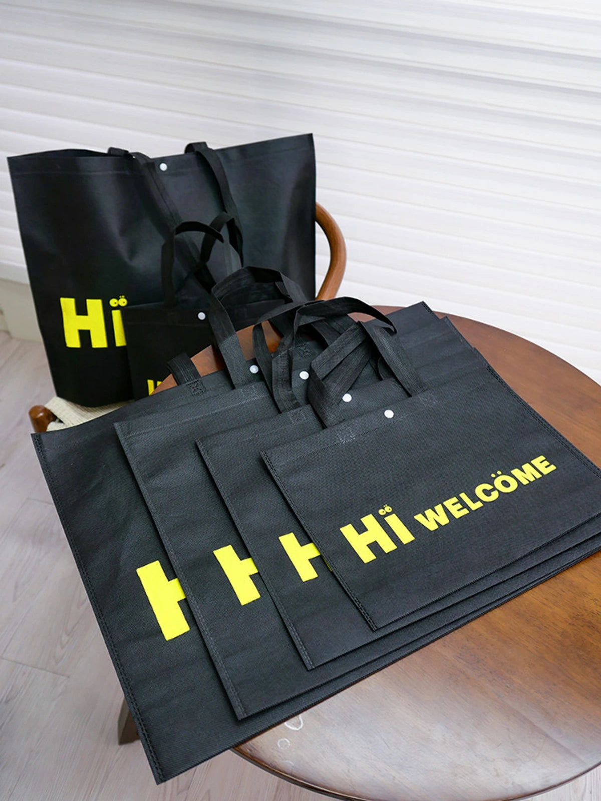 Snap-Closure Large-Capacity Non-Woven Tote Bags — 4 Styles product view 2