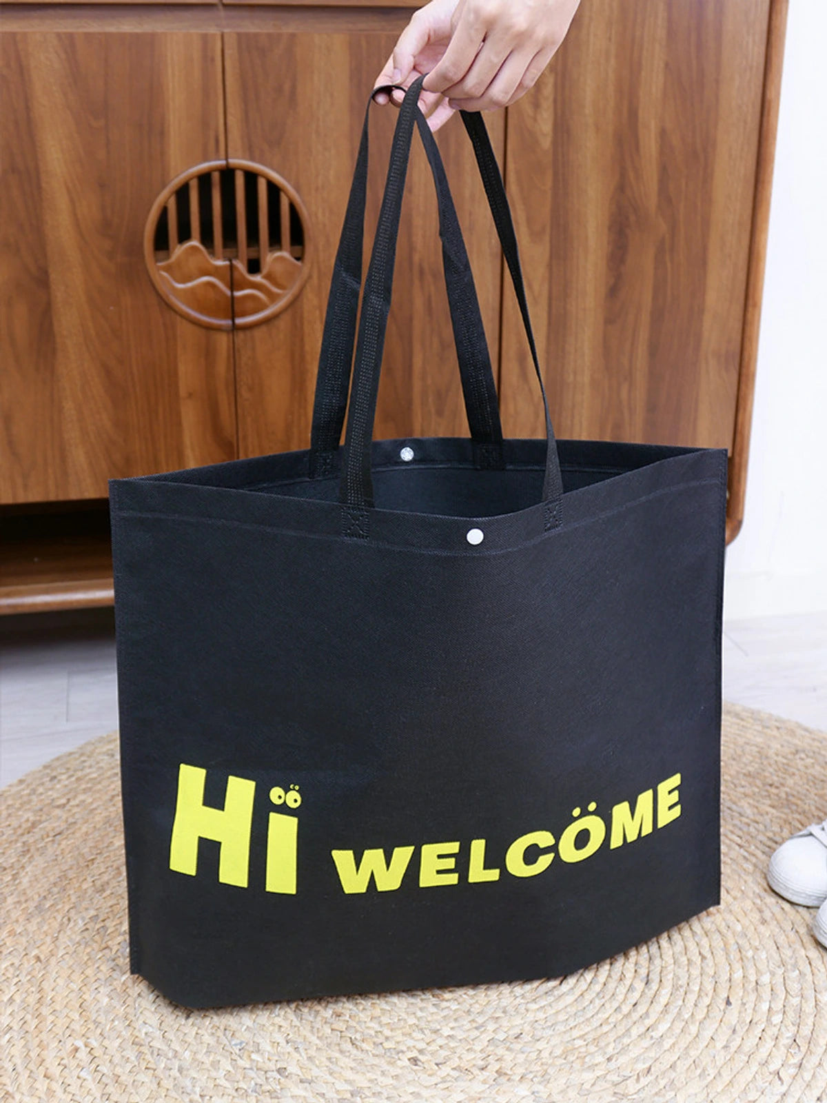 Snap-Closure Large-Capacity Non-Woven Tote Bags — 4 Styles product view 3