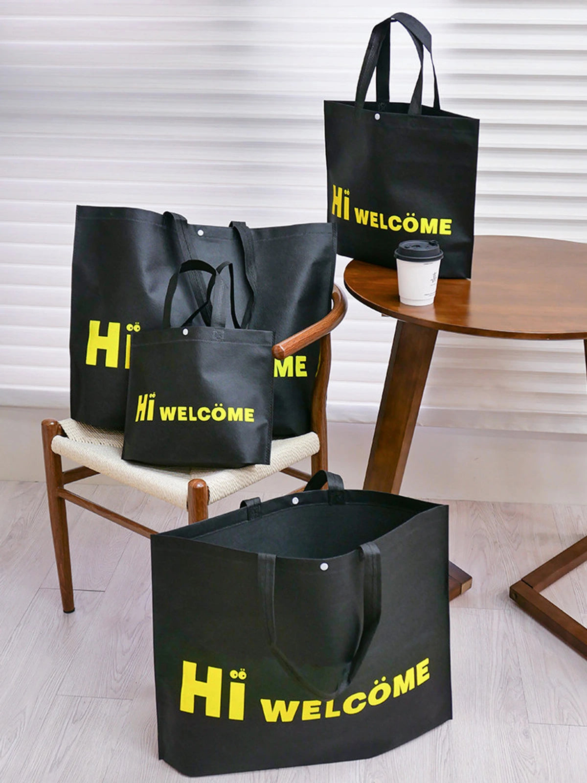 Snap-Closure Large-Capacity Non-Woven Tote Bags — 4 Styles product view 5