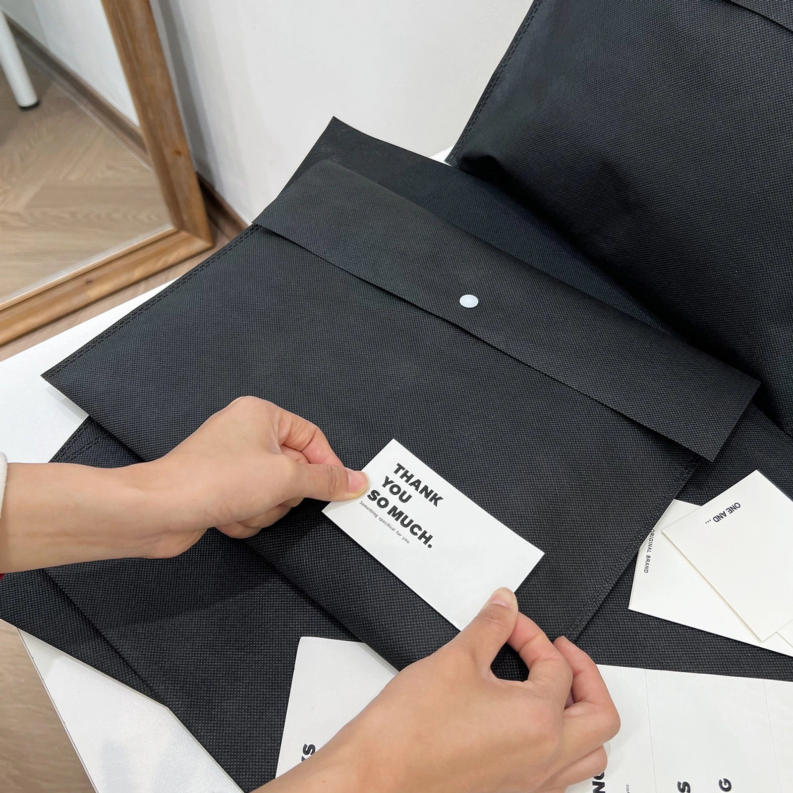 Snap-Closure Non-Woven Garment Packaging Bags — 6 Styles — Garment Packaging Bag — Black