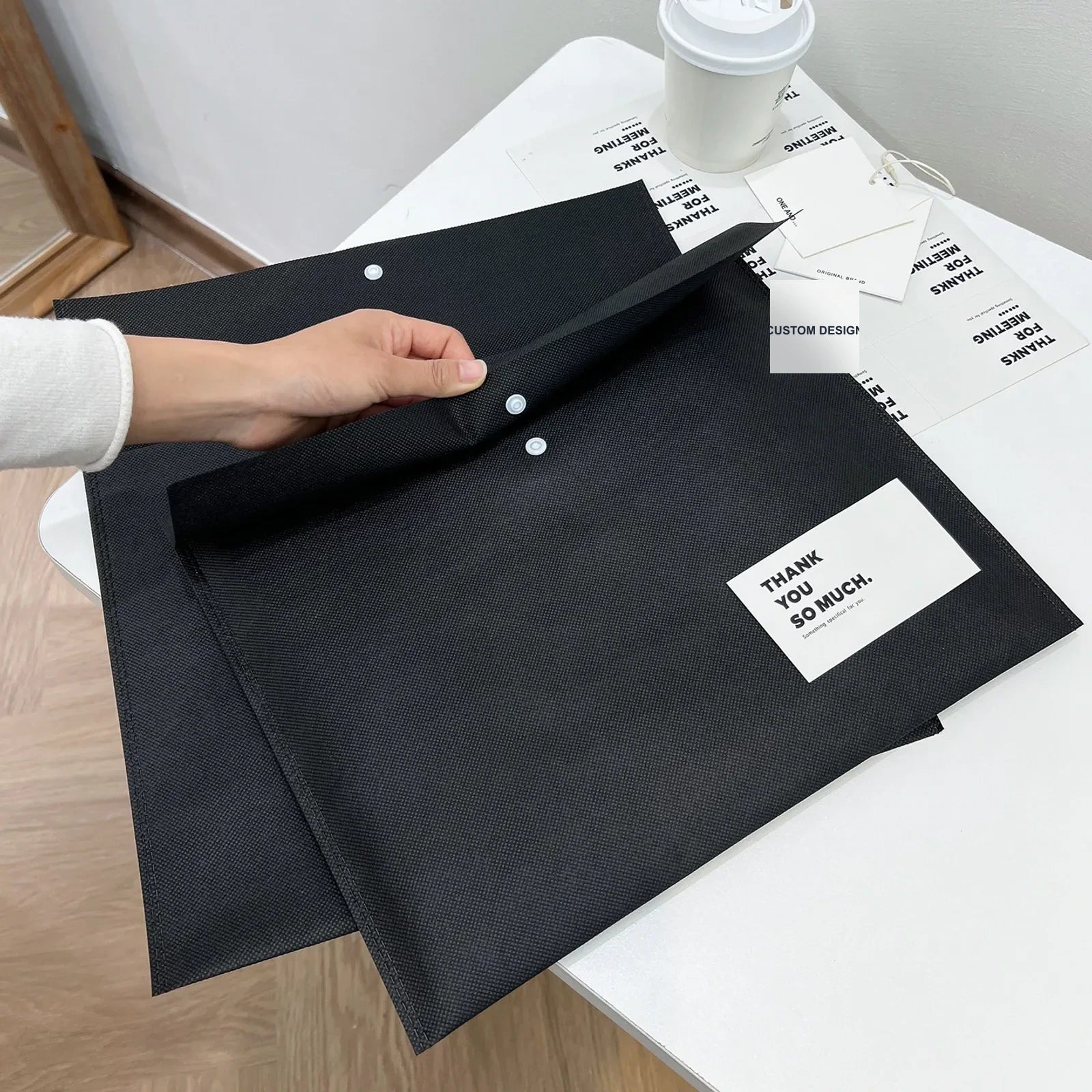 Snap-Closure Non-Woven Garment Packaging Bags — 6 Styles — Garment Packaging Bag — Coffee Brown
