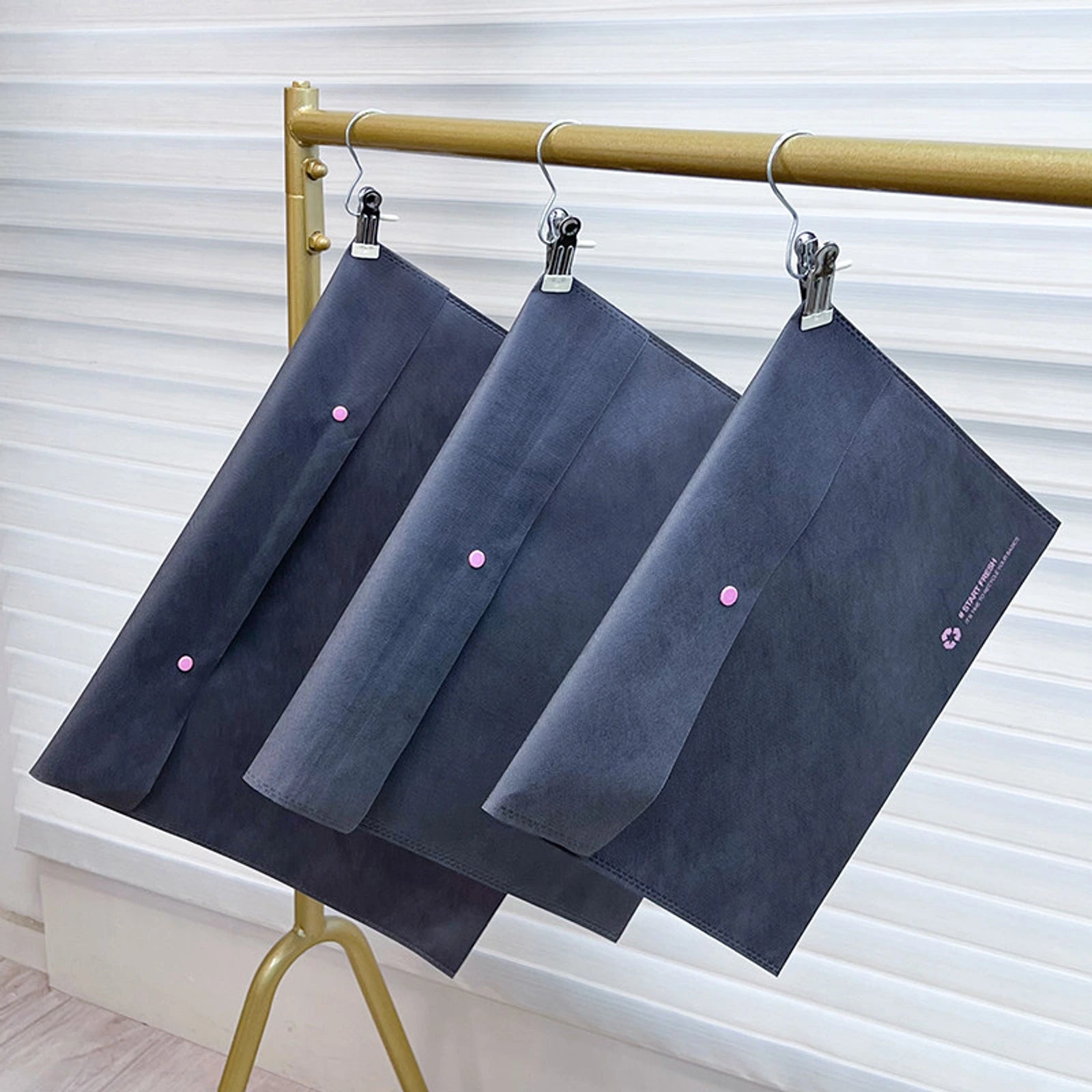 Snap-Closure Non-Woven Garment Packaging Bags — 6 Styles — Garment Packaging Bag — Gray