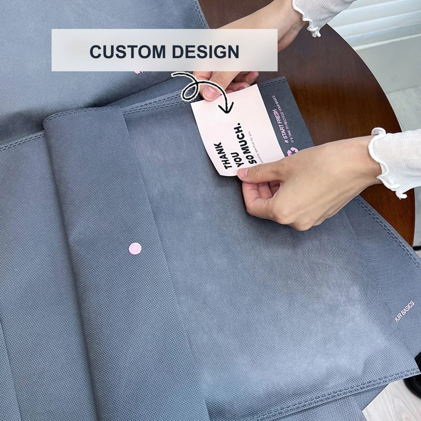 Snap-Closure Non-Woven Garment Packaging Bags — 6 Styles — Garment Packaging Bag — Gray