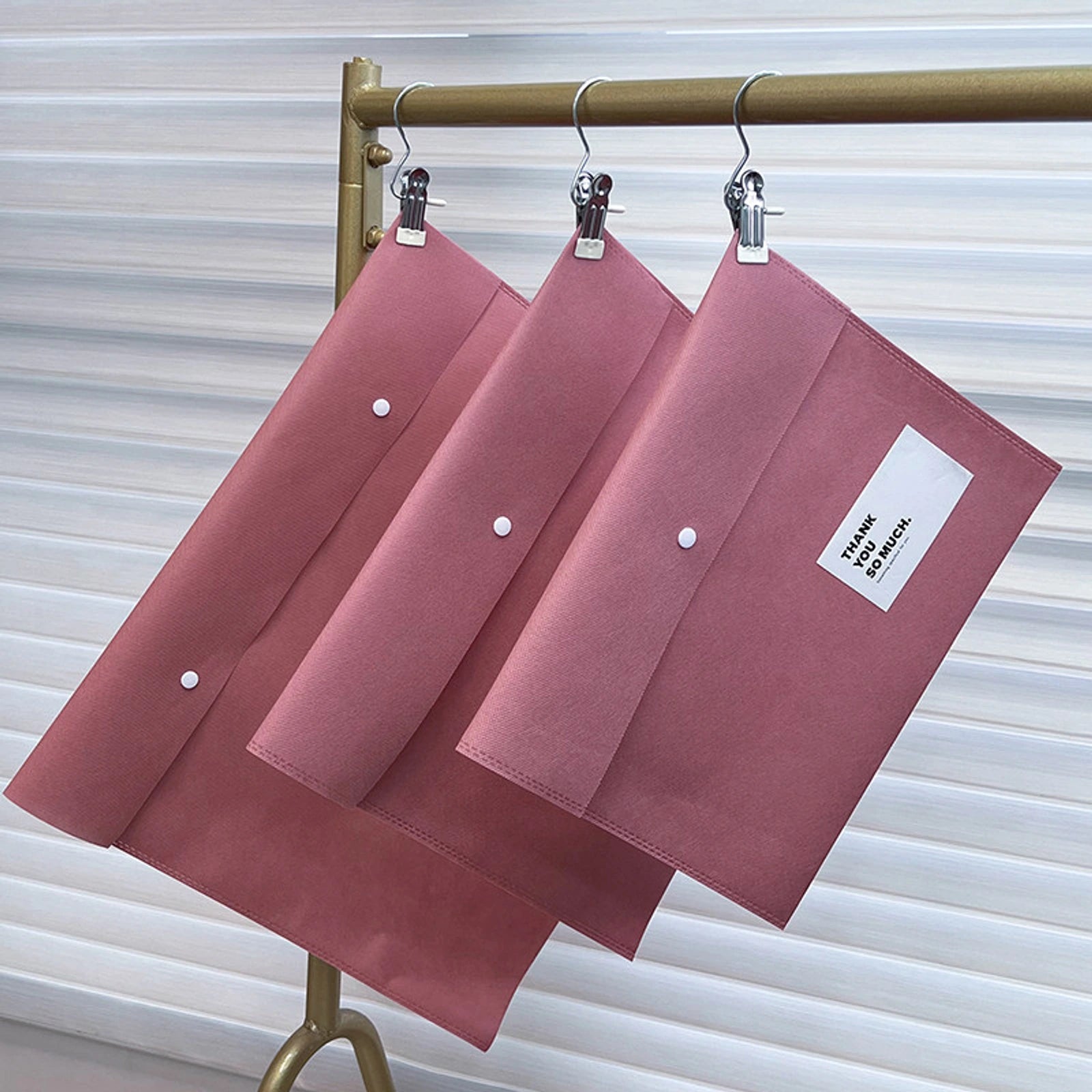 Snap-Closure Non-Woven Garment Packaging Bags — 6 Styles — Garment Packaging Bag — Pink