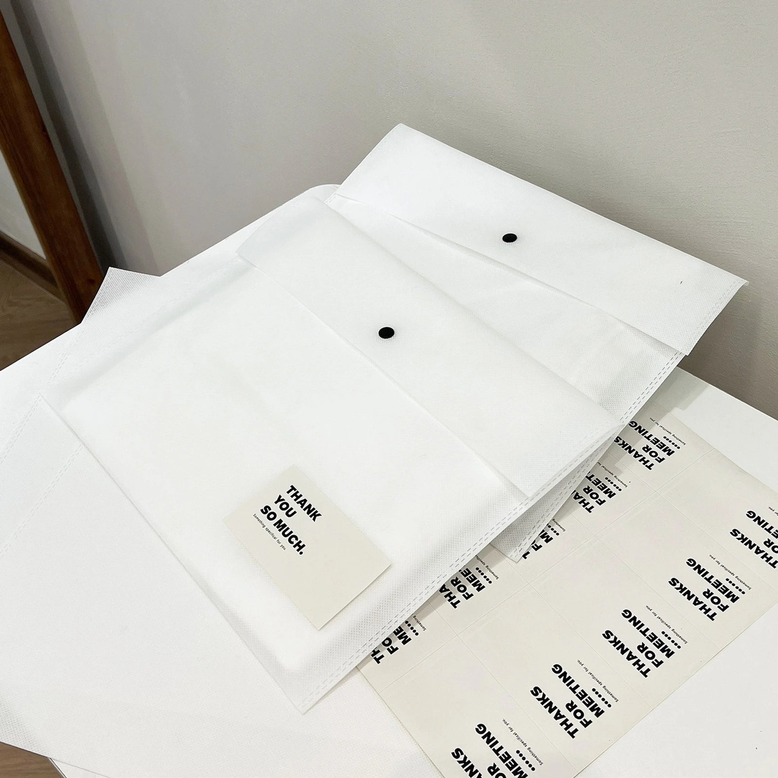 Snap-Closure Non-Woven Garment Packaging Bags — 6 Styles — WhiteGarment Packaging Bag
