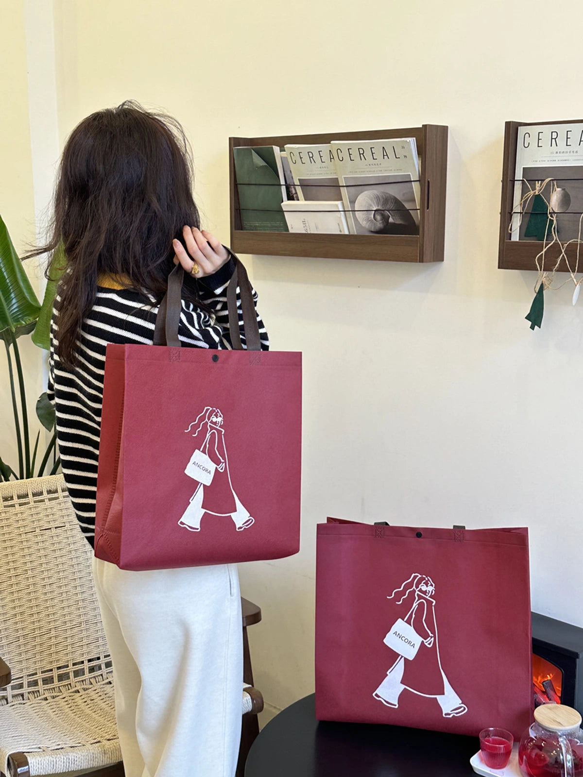 Snap-Closure Non-Woven Tote Bags — 11 Styles product view 2
