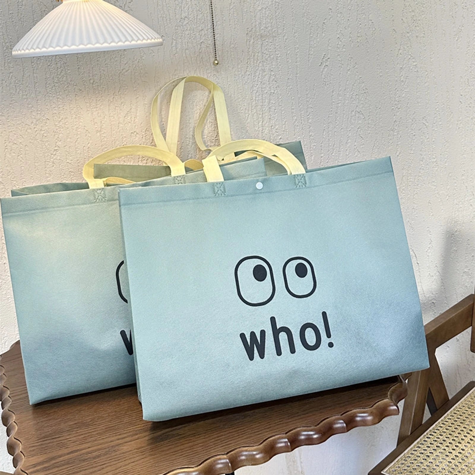 Snap-Closure Non-Woven Tote Bags — 12 Styles — Bean Green