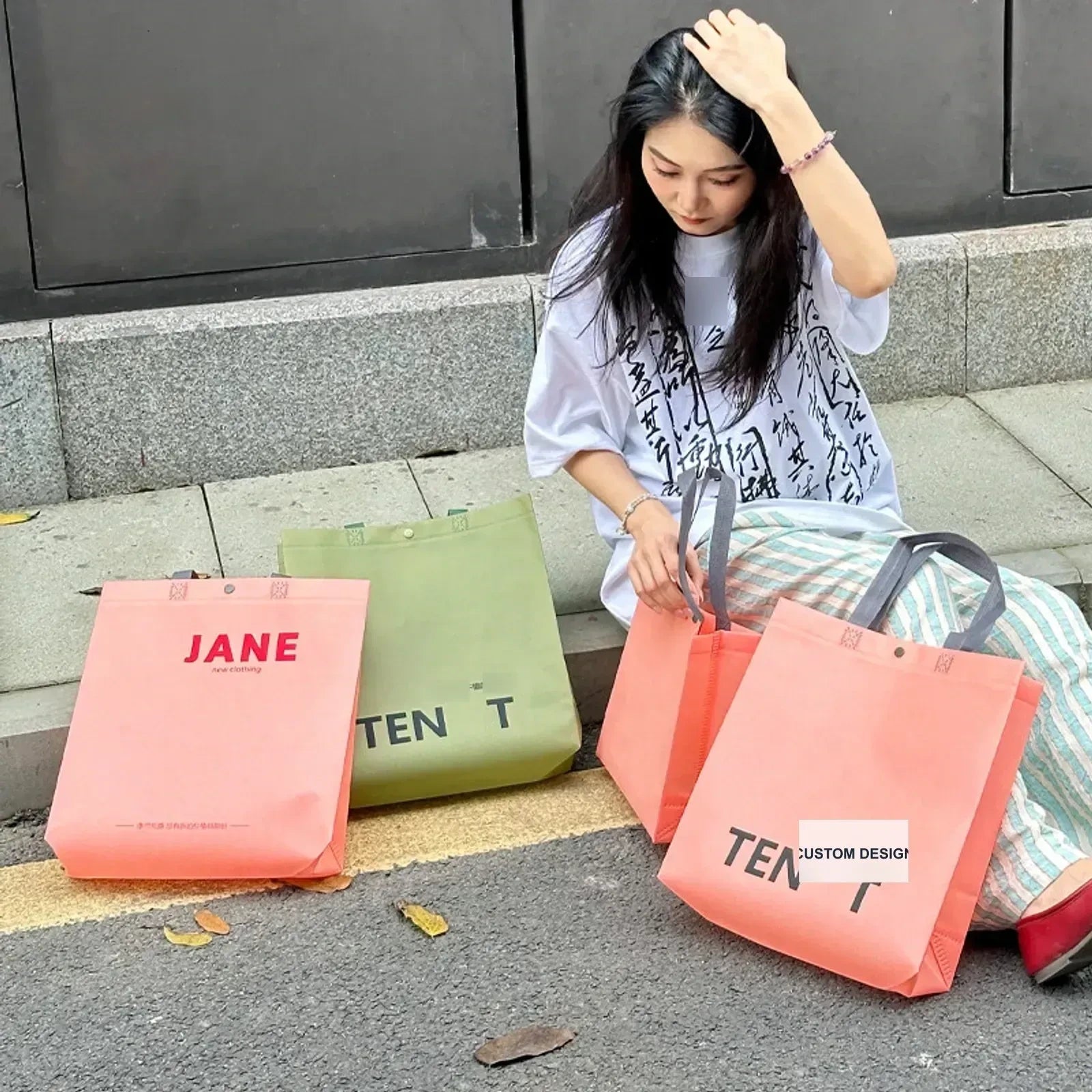 Snap-Closure Non-Woven Tote Bags — 3 Styles product view 1